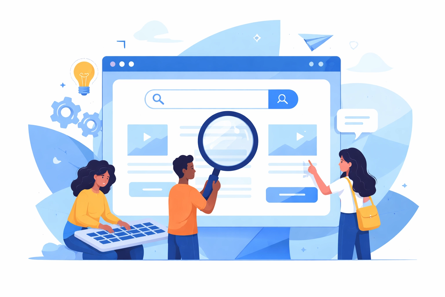 Users with different abilities interacting with accessible website design features