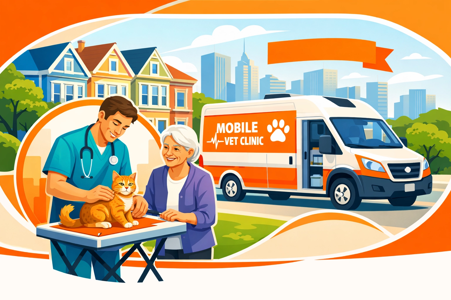 Mobile veterinary van providing community cat care services in San Francisco neighborhood