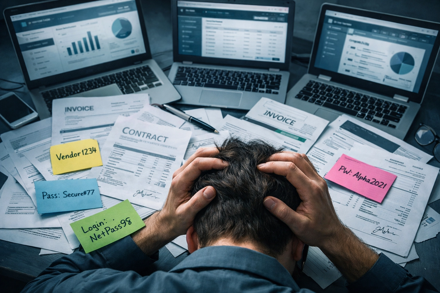 IT manager overwhelmed by multiple vendor invoices and point solution dashboards