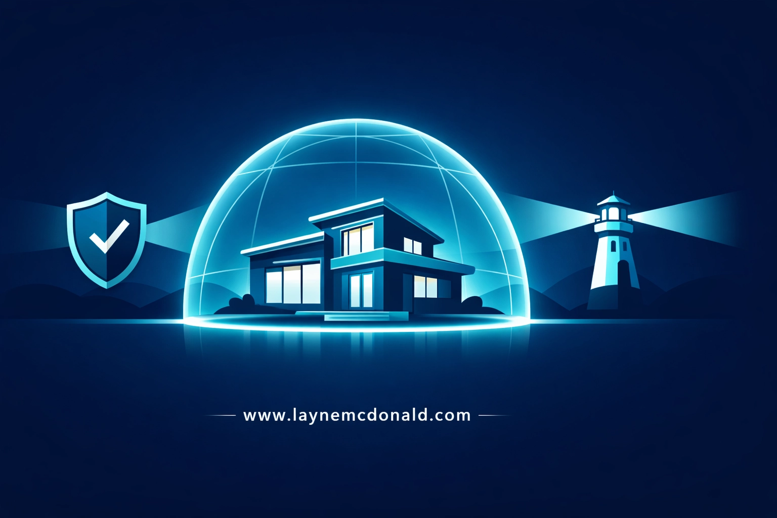 Digital stewardship illustration of a home protected by monitoring and accountability tools.