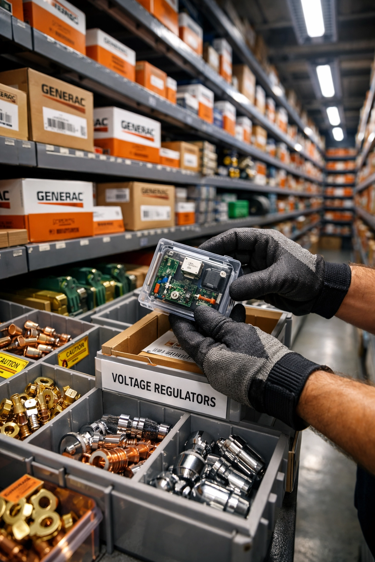 Genuine Generac replacement parts inventory at authorized Monroe County service center