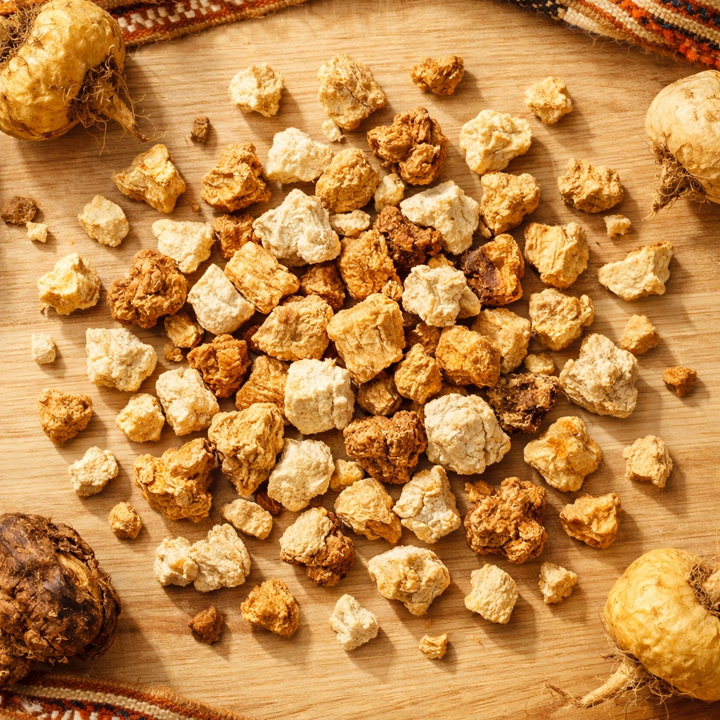 Maca root complex pieces used in traditional Peruvian medicine for energy and stamina