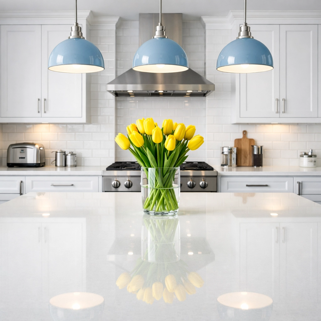A spotless modern kitchen in Westford after professional MetroWest cleaning services and deep cleaning.