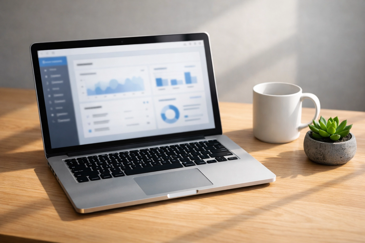 Modern laptop displaying a tax preparation software dashboard to automate service bureau support.