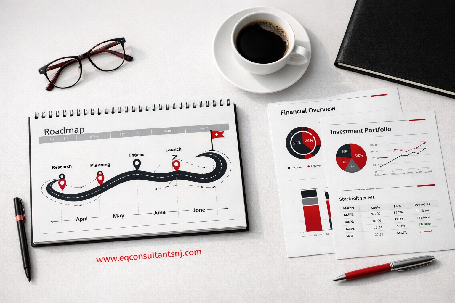 Financial planning workspace with business roadmap and strategic tools for CFO guidance