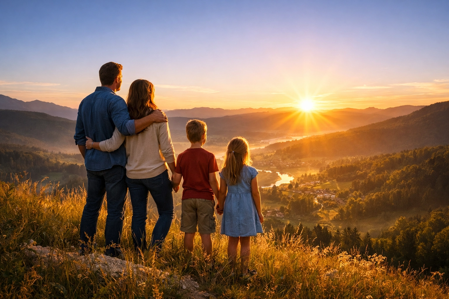 Family seeking wisdom at sunrise with Boundless Online Church, a ministry of FA Memphis and First Assembly Memphis.