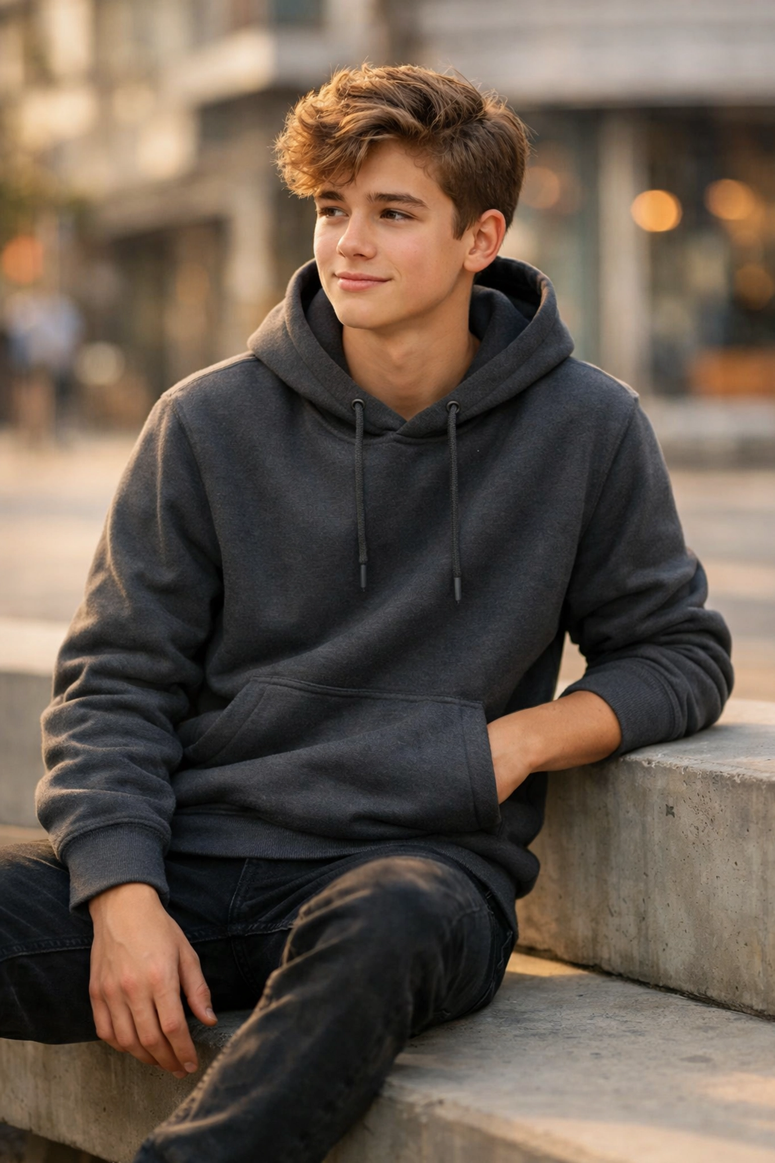 Confident teen wearing weighted hoodie for anxiety showing how sensory clothing builds self-assurance