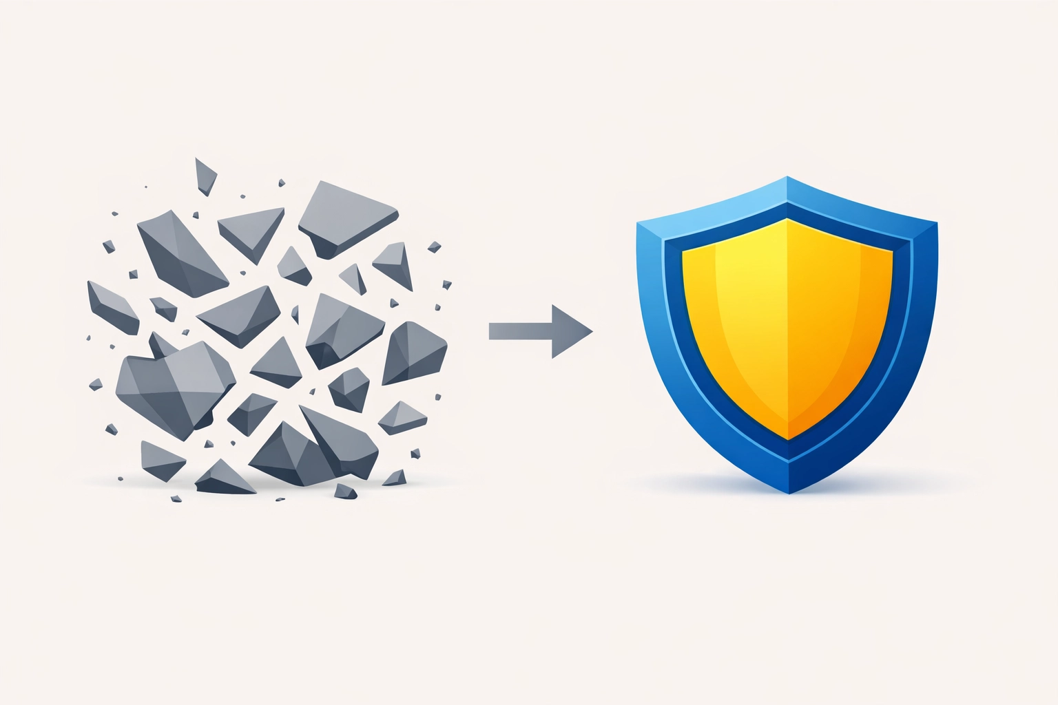 Cybersecurity shield illustration representing the shift from reactive tech support to proactive managed services.