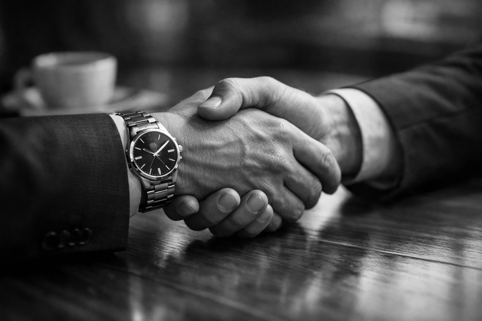 Professional handshake representing empathy in customer service responses