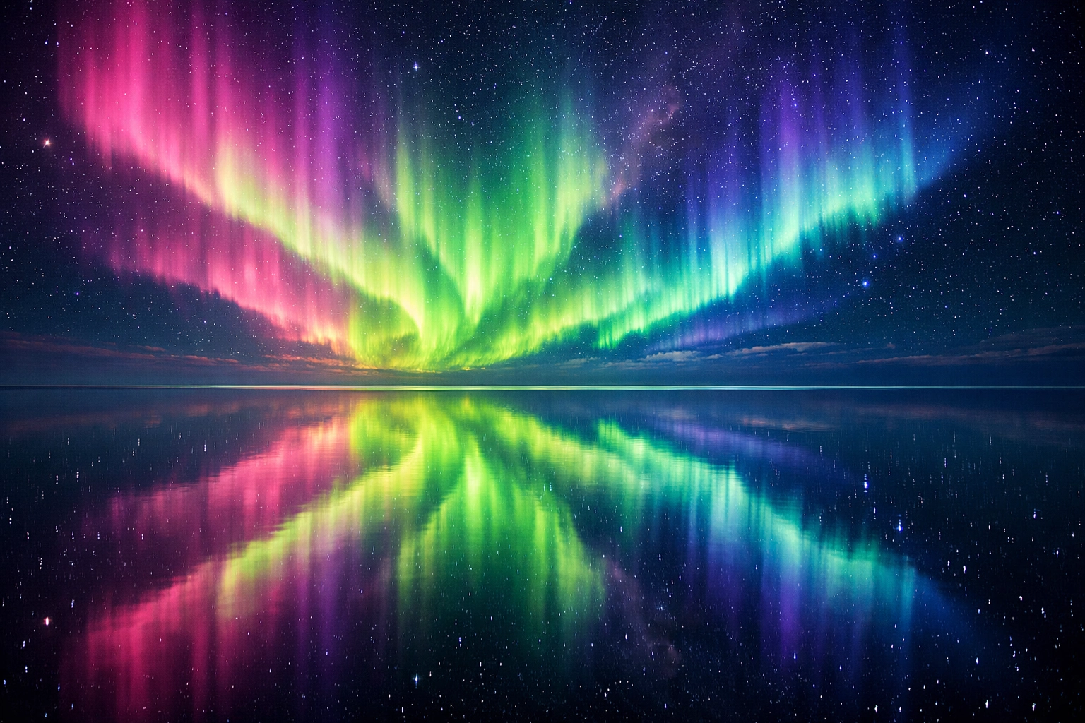 A calm ocean under an aurora reflecting a perfectly regulated and sovereign nervous system.