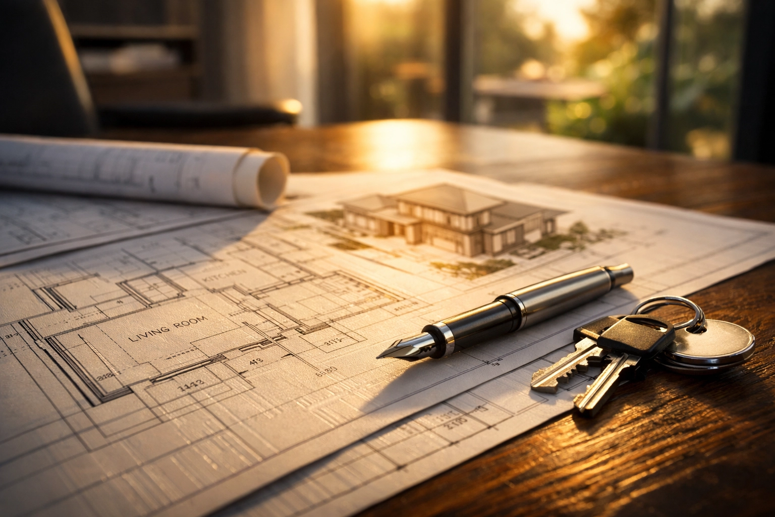 Detailed blueprints and keys for West Sussex building work, illustrating the start of a home project.