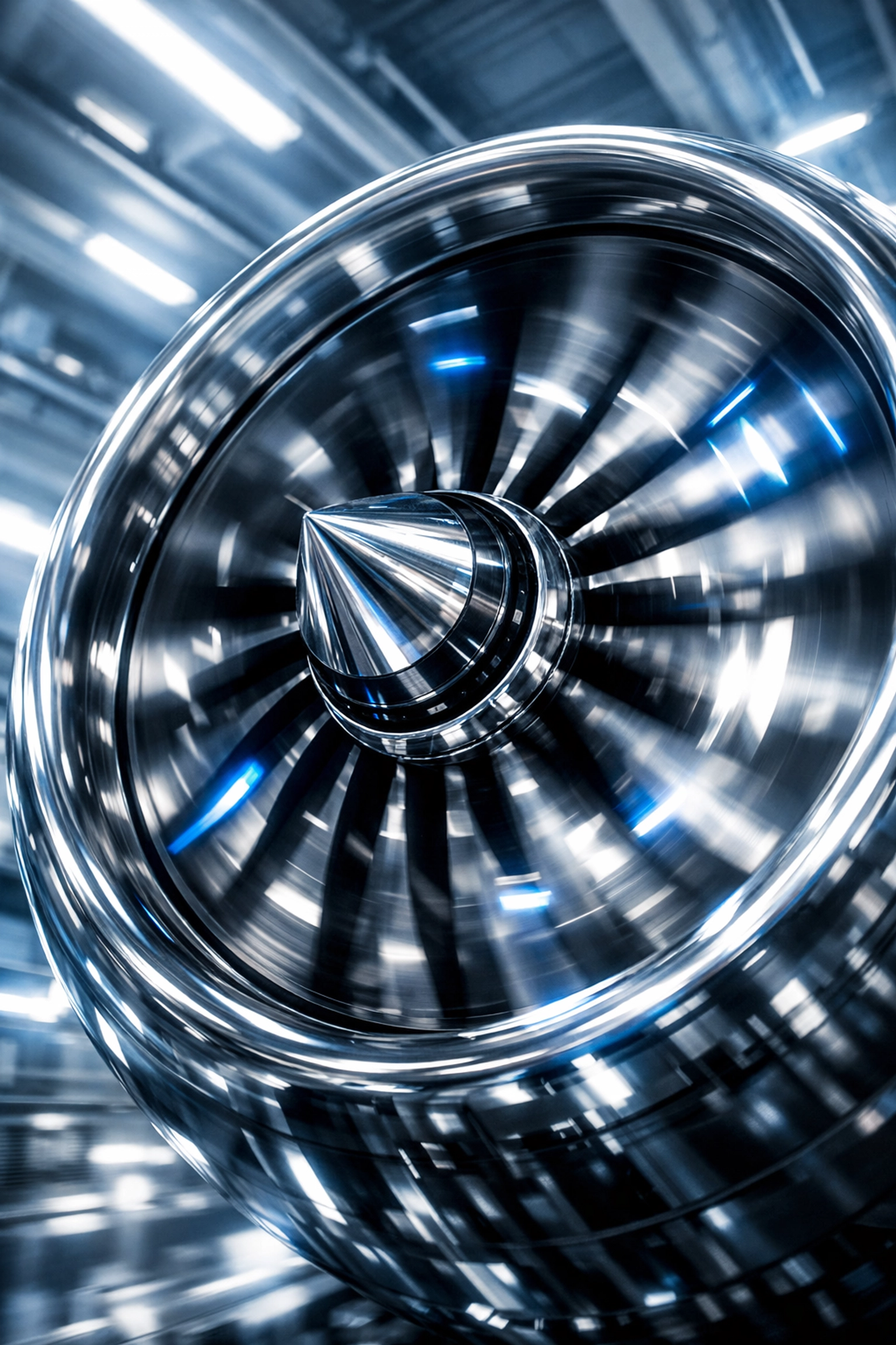 A spinning jet engine turbine representing business momentum and operational efficiency