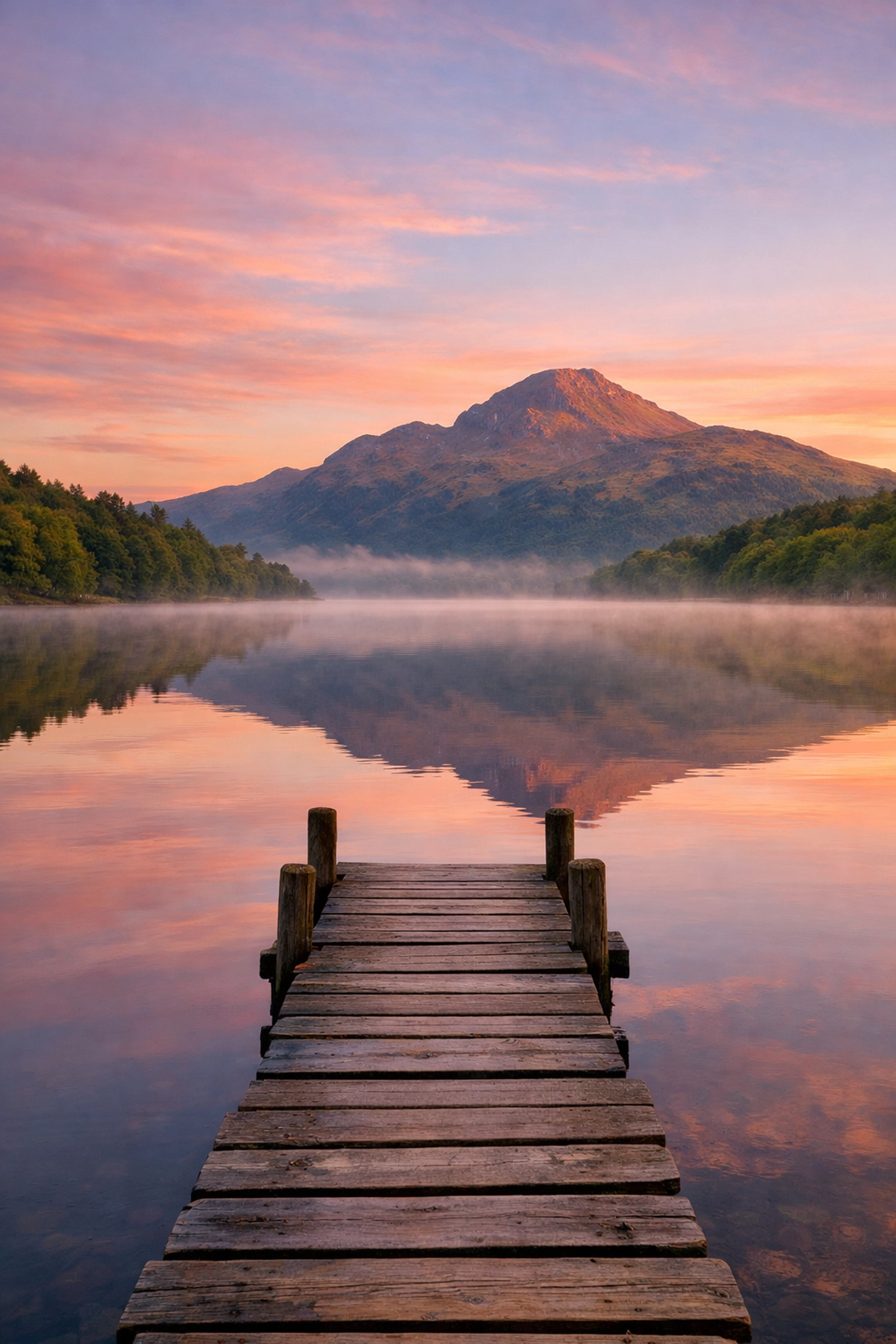 Loch Lomond at sunrise with Ben Lomond mountain Scotland guided tours