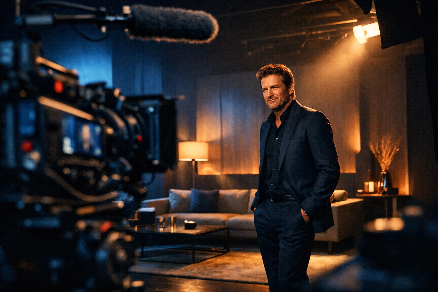 A professional film set demonstrating high-end creative production and cohesive brand identity.