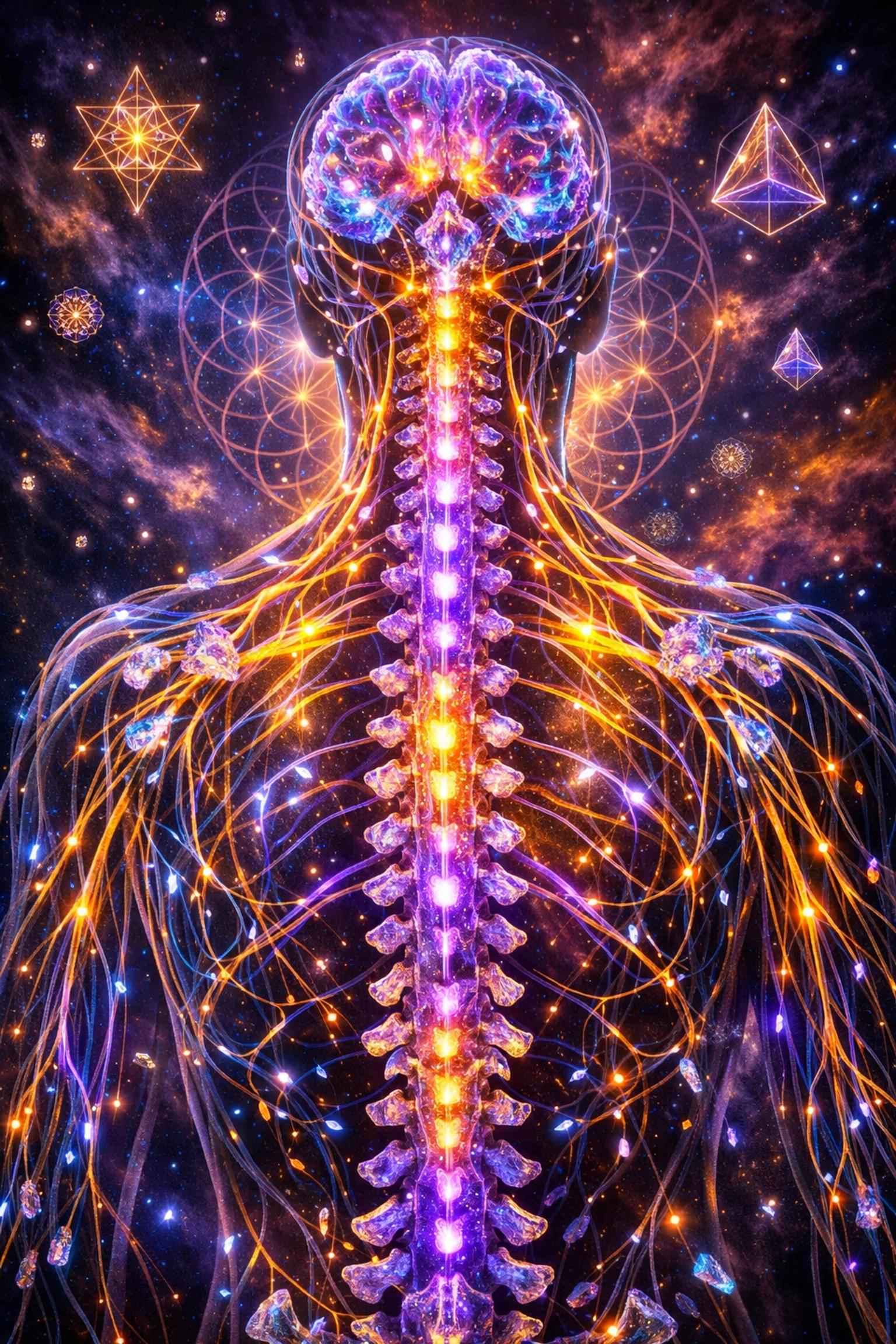 A glowing neon nervous system representing regulated energy for sustainable flow states and high performance.