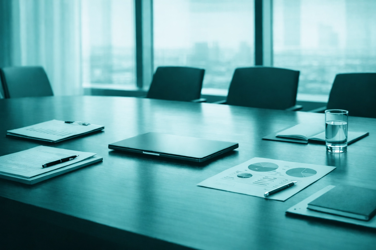 Empty boardroom with strategy documents showing governance gap in digital transformation execution