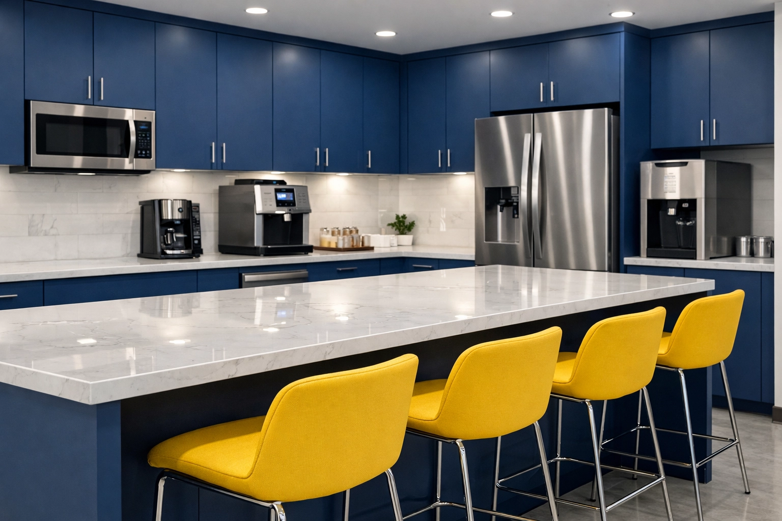 Spotless corporate breakroom in Marlborough illustrating thorough office cleaning Marlborough and maintenance.