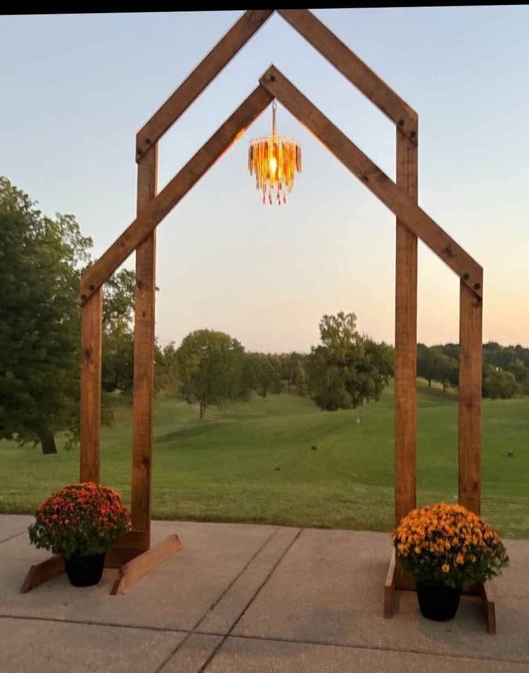 Rustic double wooden arch rental