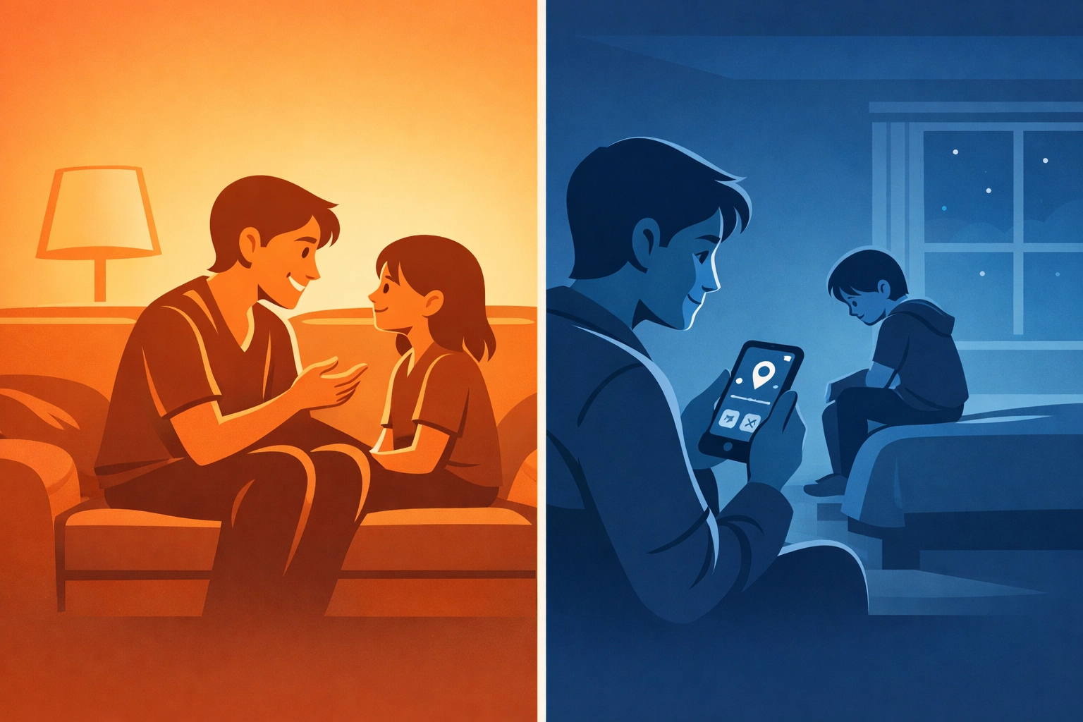 Parent-child relationship conversation versus digital monitoring surveillance comparison