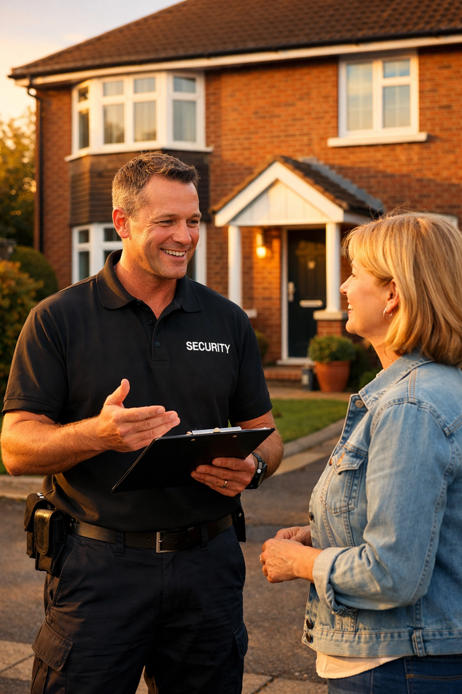Professional home security consultation with an expert for a Swindon red-brick semi-detached house.