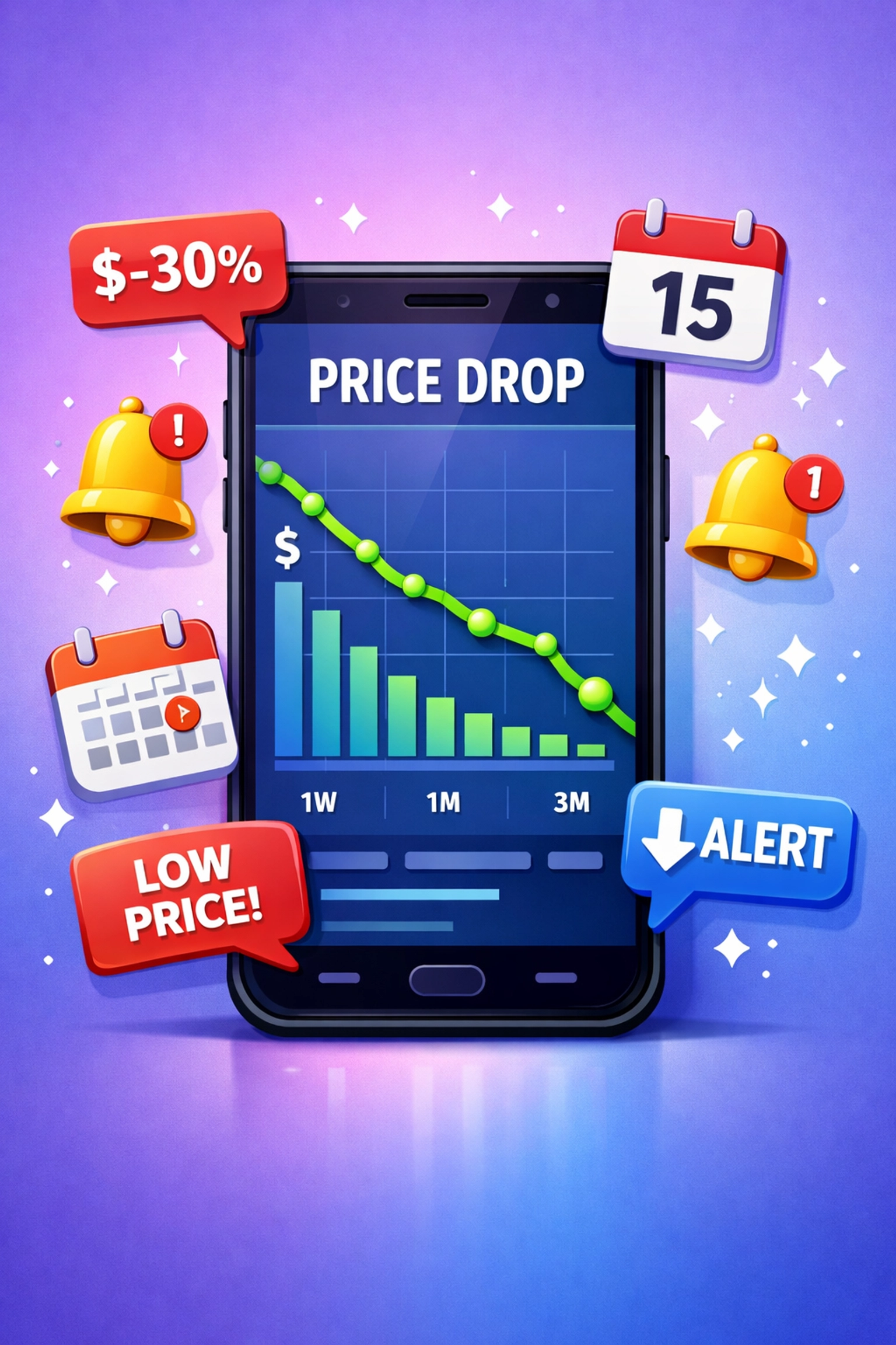 Smartphone displaying price tracking graph showing historical price drops for smarter deal hunting
