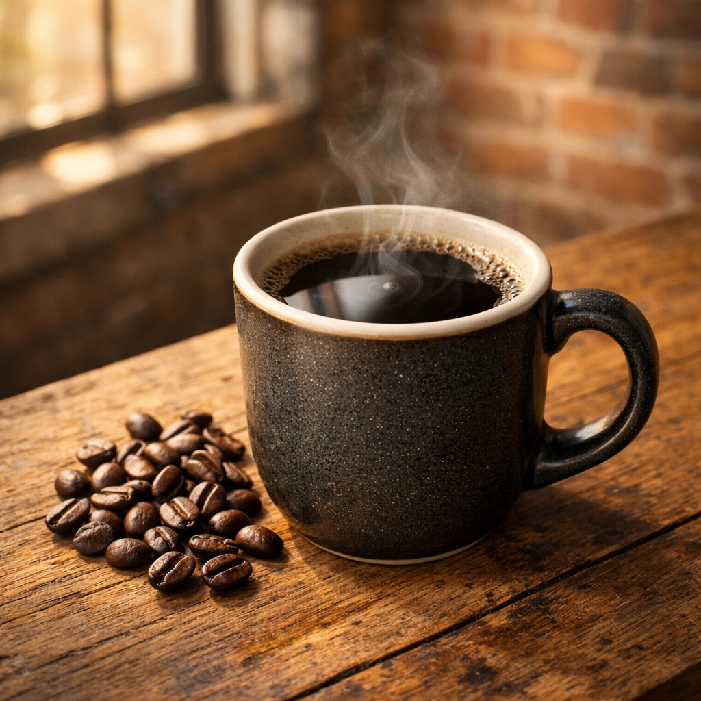 Steaming cup of clean, mold-free specialty coffee to help manage coffee and histamine intolerance.