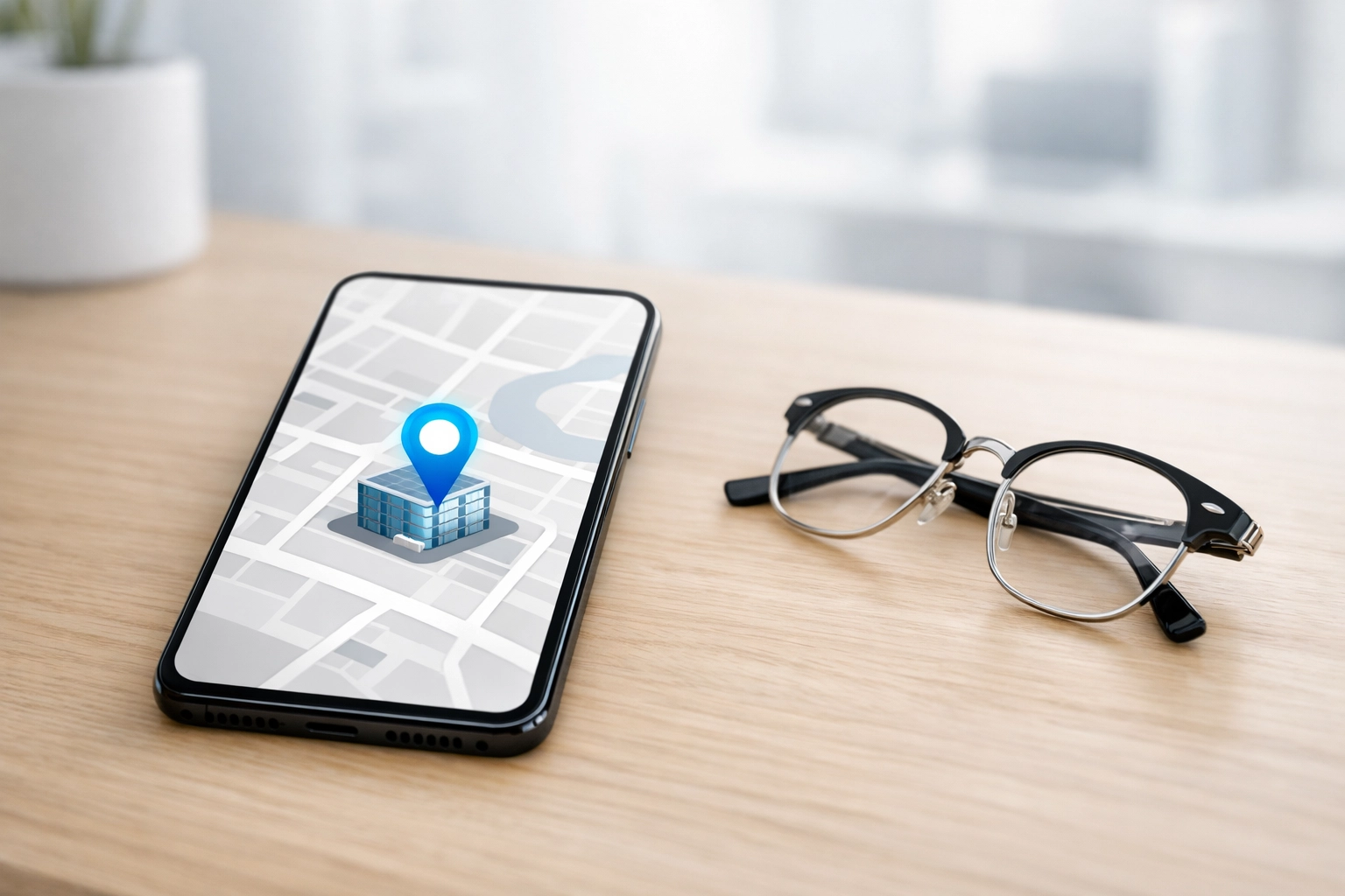 Smartphone displaying a Google Maps pin for a chiropractic clinic to optimize local search.