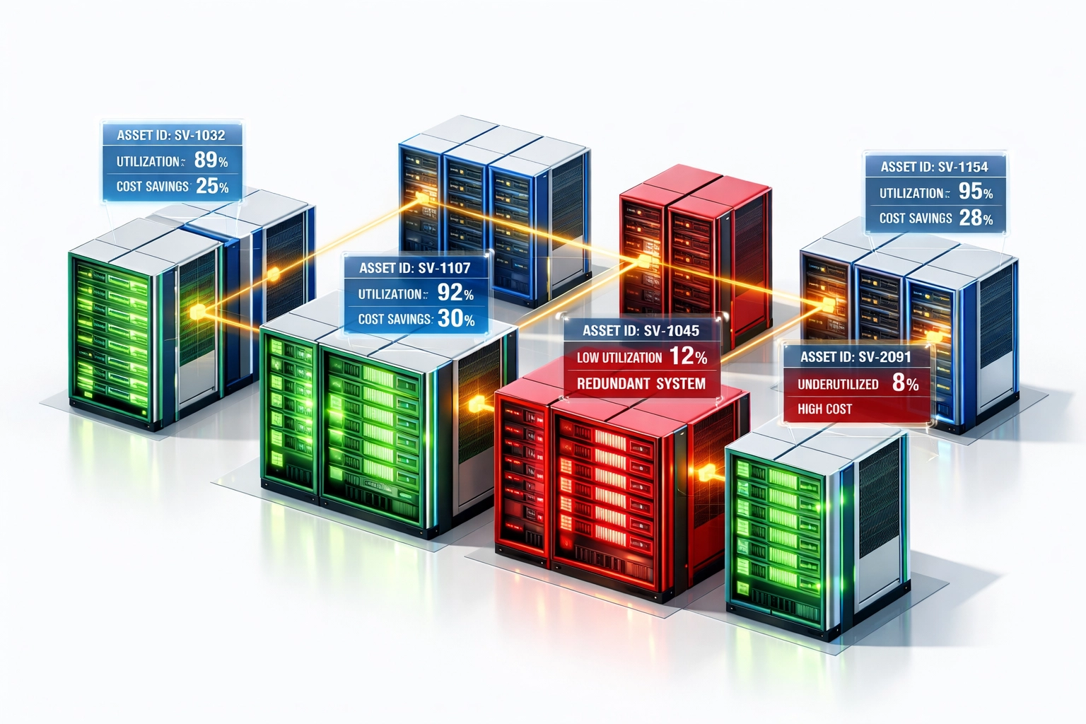 ServiceNow ITOM infrastructure discovery revealing unused assets and optimization opportunities