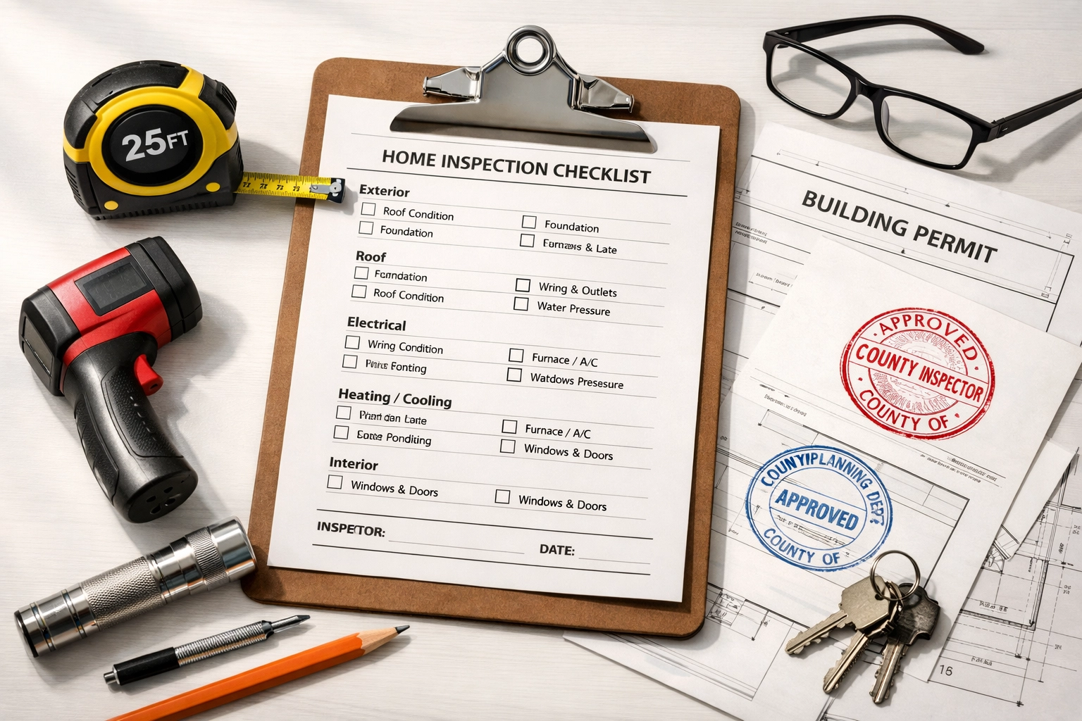 Home inspection tools and building permits for Placer County property disclosure