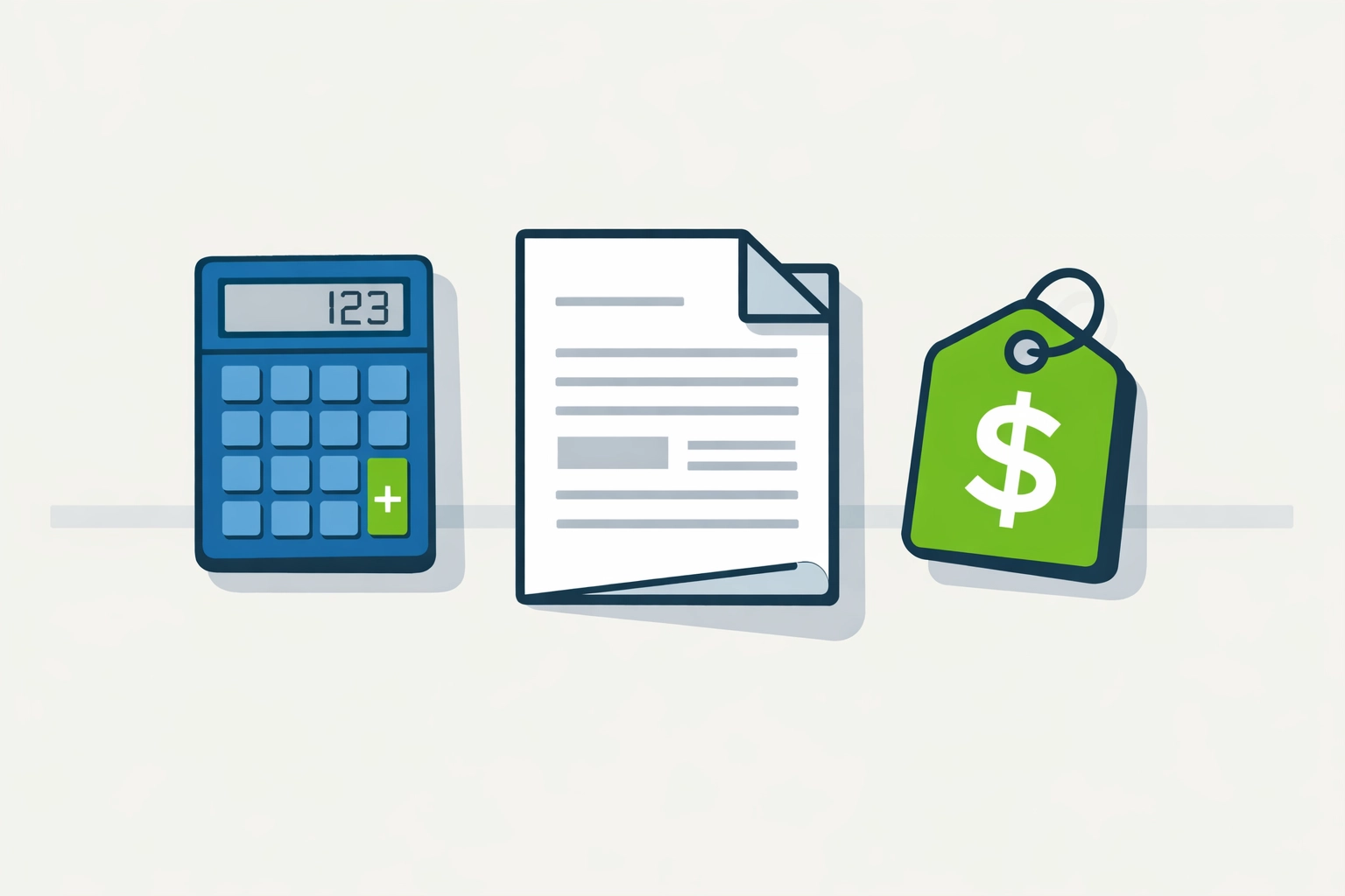 Illustration of transparent tax preparation pricing with a calculator and price tag icon.