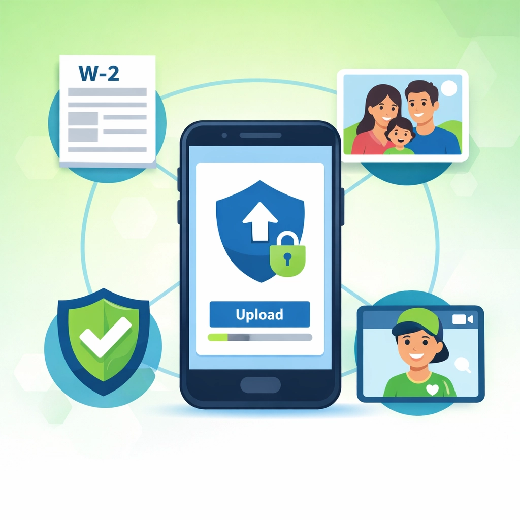 Virtual tax assistance through secure smartphone document upload