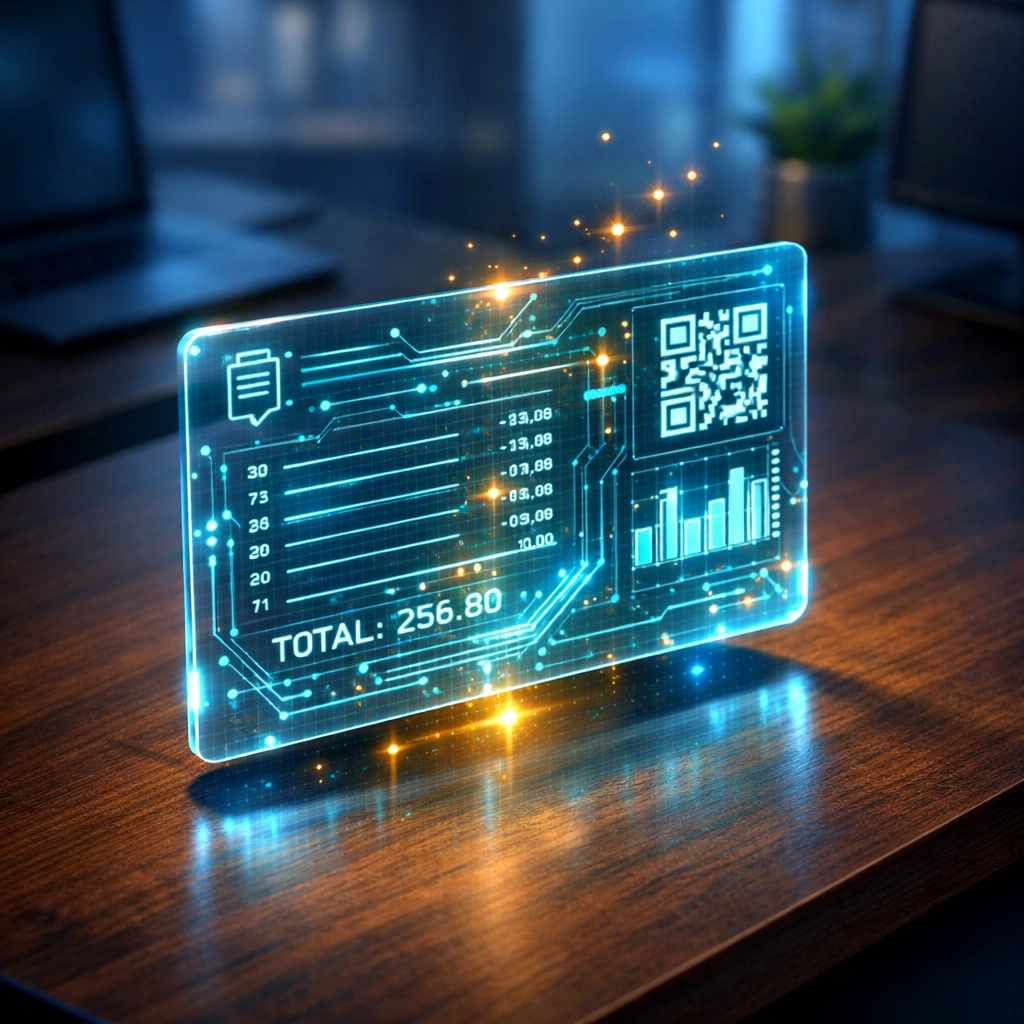 Digital NFT receipt hologram for secure Web3 payment accounting and merchant financial sovereignty.