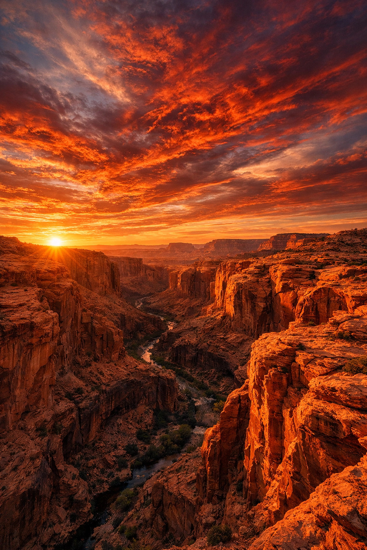 HDR landscape photography of a desert canyon at golden hour with balanced light and detailed clouds.