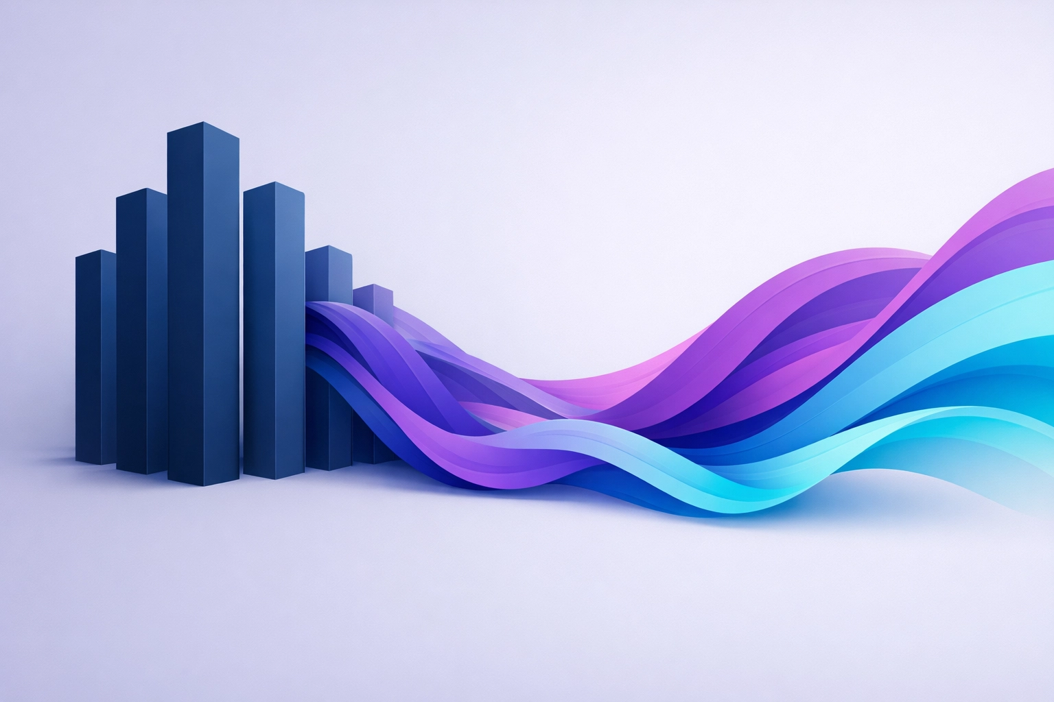 Geometric pillars transforming into flexible waves symbolizing structural change in workplace culture.