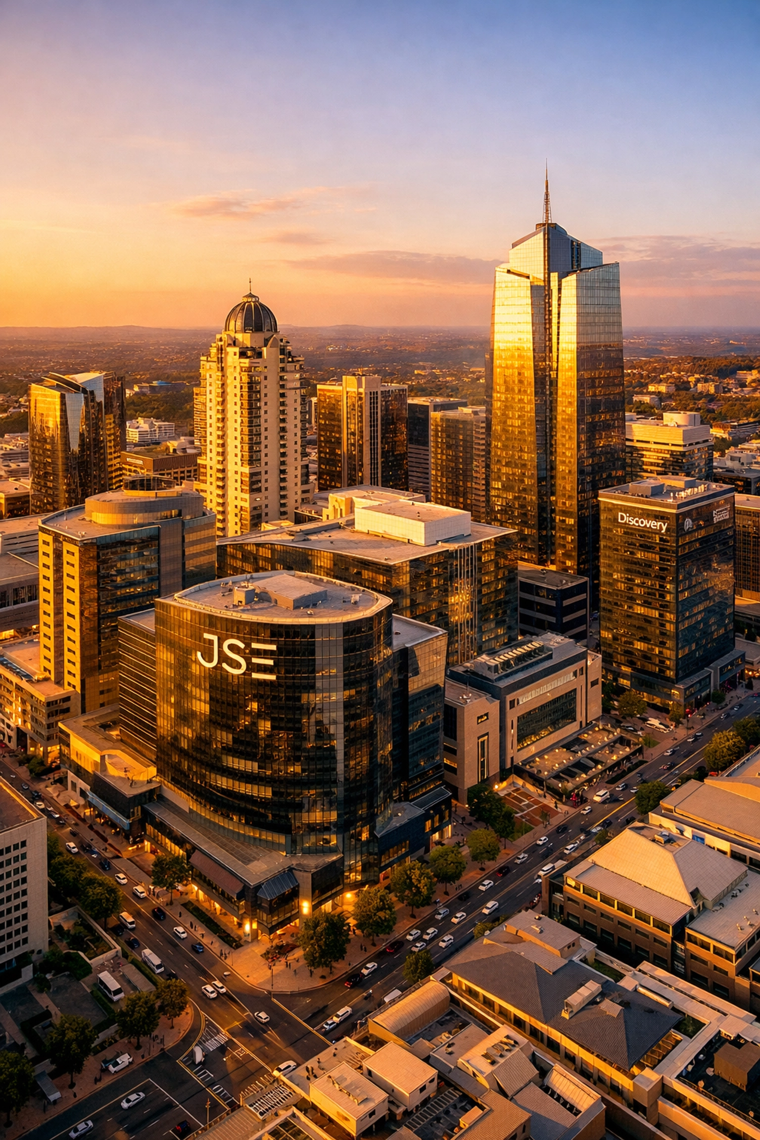 Sandton City skyline showing Africa's financial district and business hub in Johannesburg