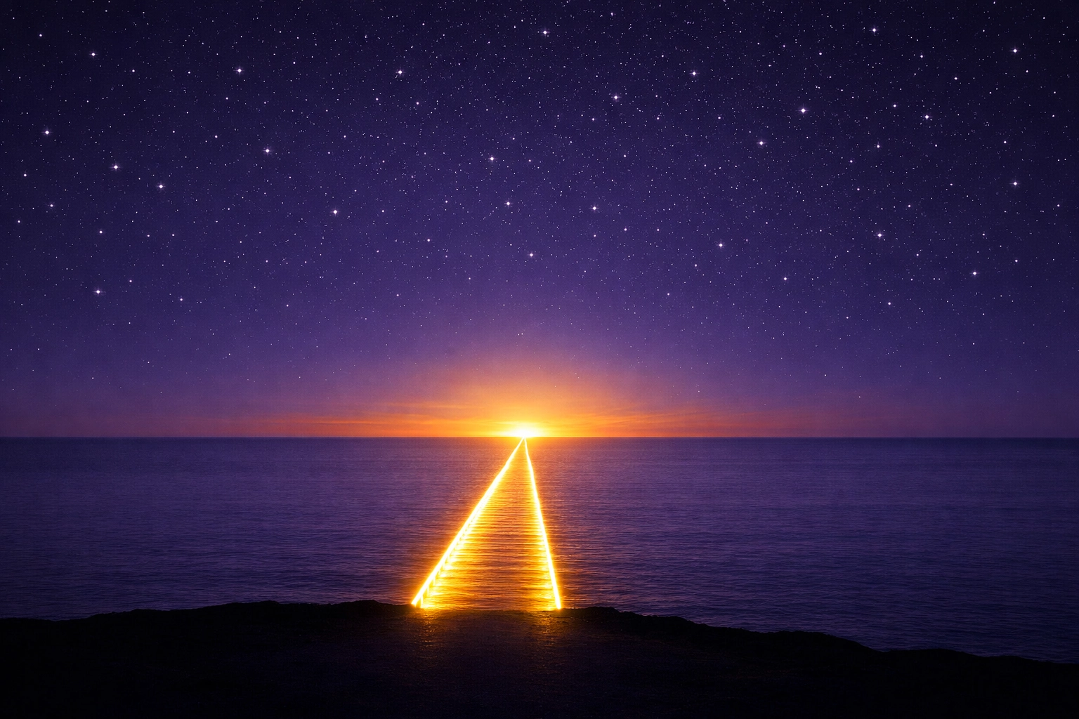 A luminous bridge of light over water symbolizing the vital bridge of online fellowship.