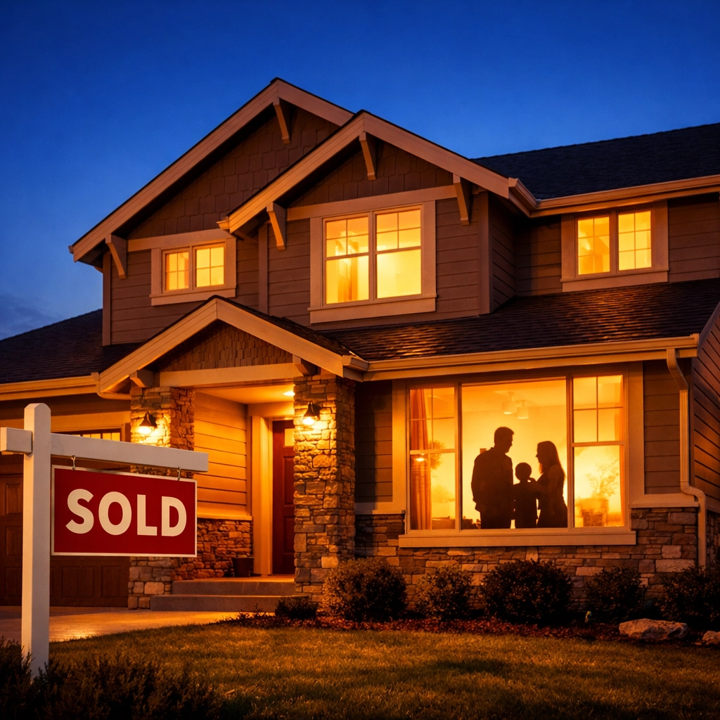 Protected family home at sunset representing mortgage and life insurance coverage security