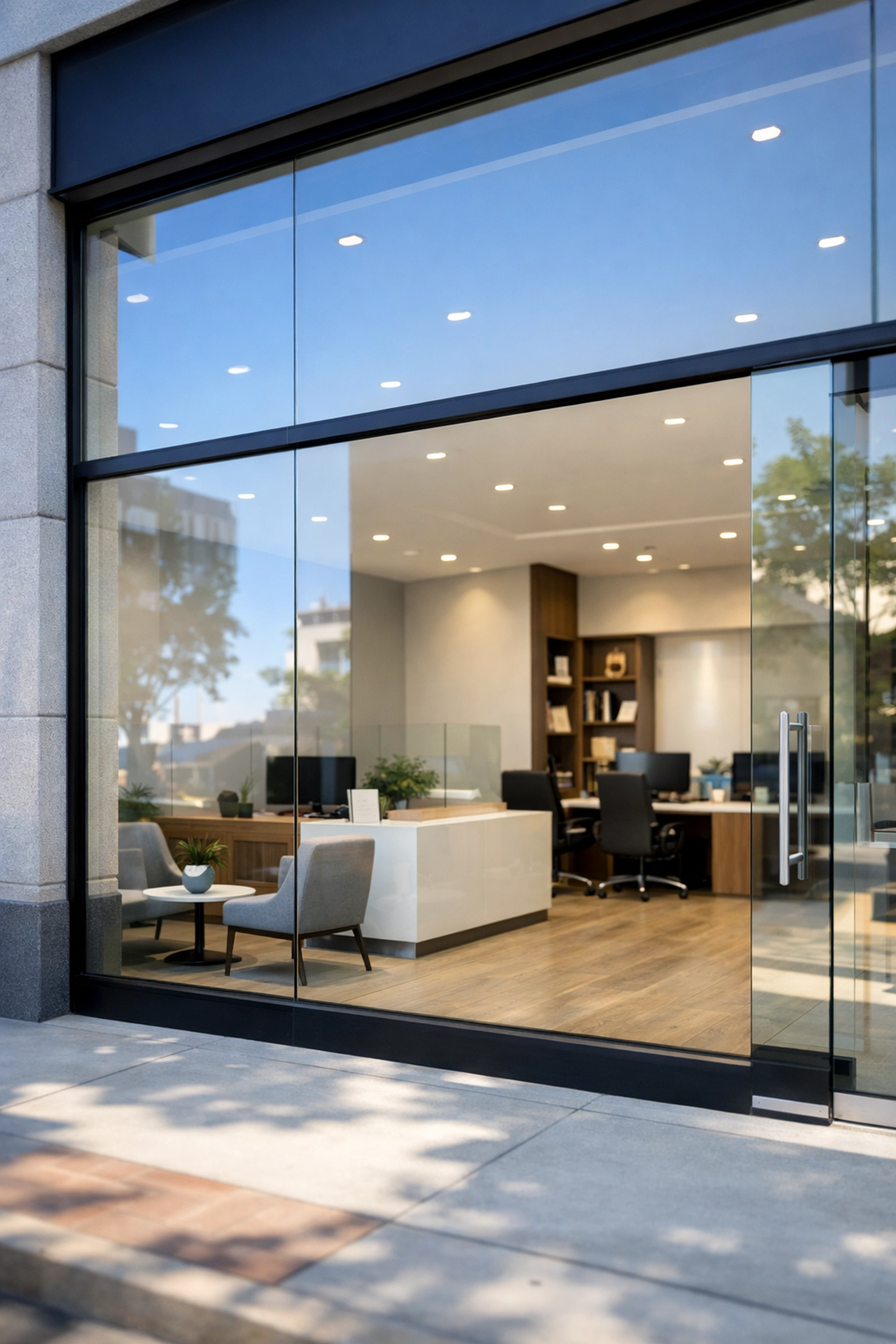 Modern urban boutique office representing professional business continuity and insurance protection.