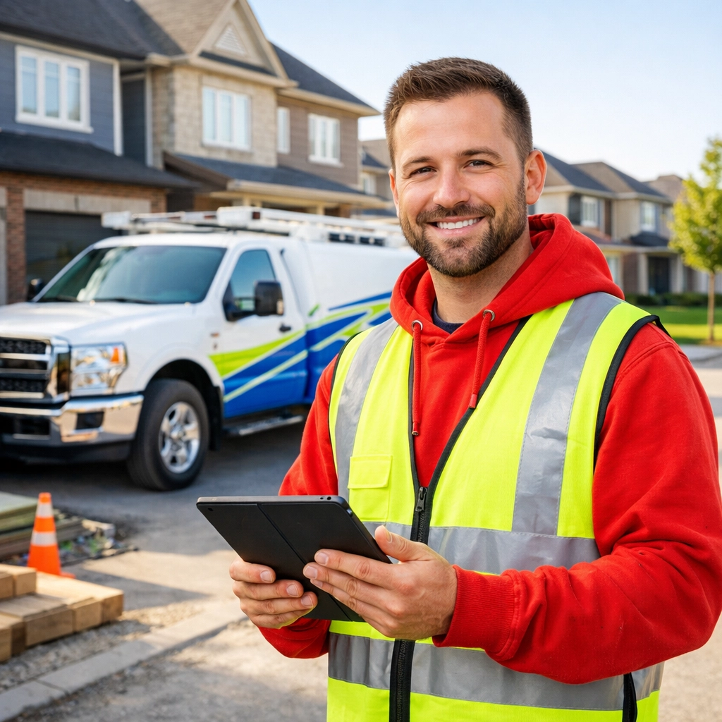 Junk GTA owner Roman inspecting a clean construction site for debris removal in Vaughan.