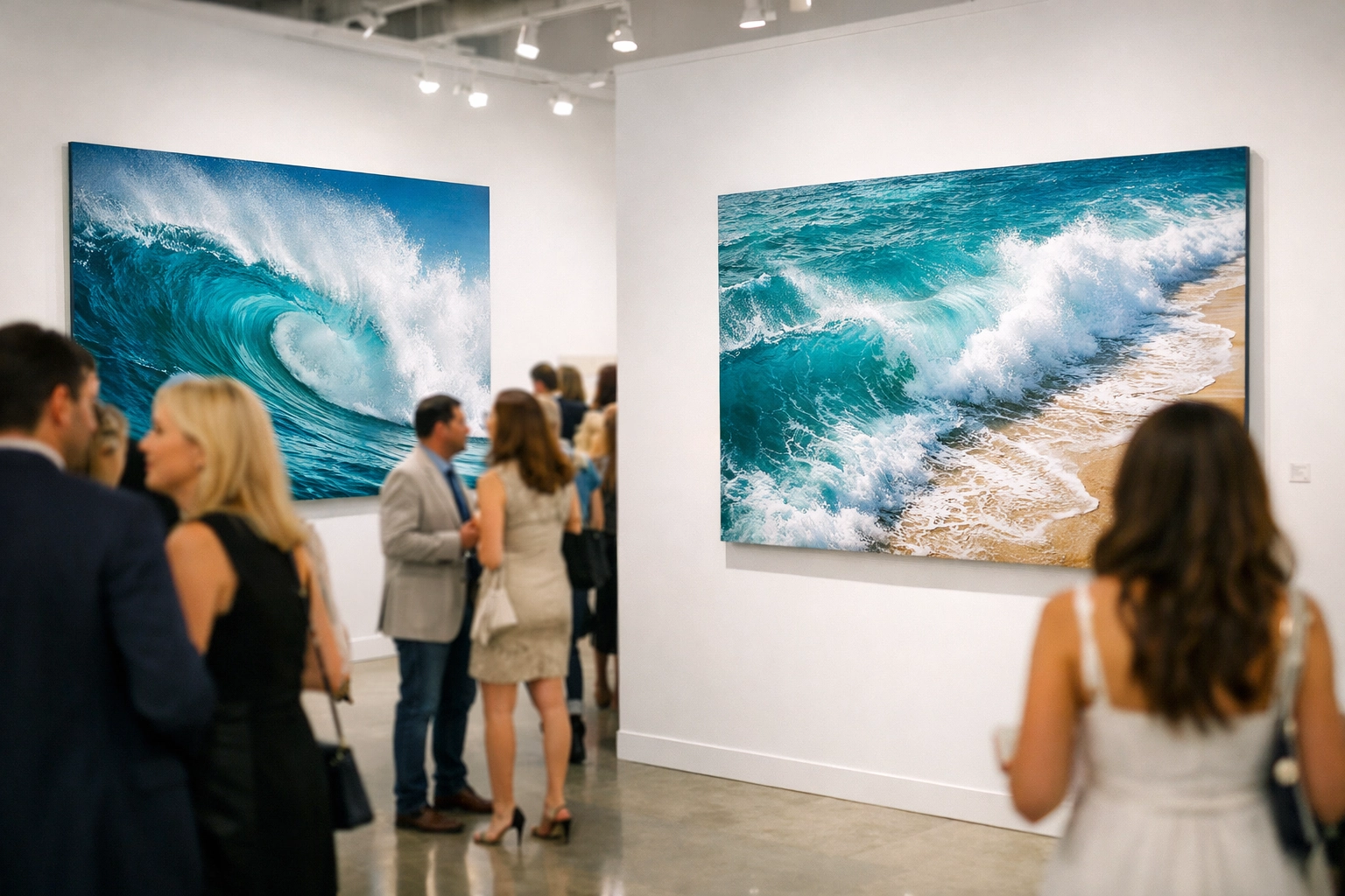 Miami art gallery exhibition during Art Basel displaying high-end fine art photography landscape prints.