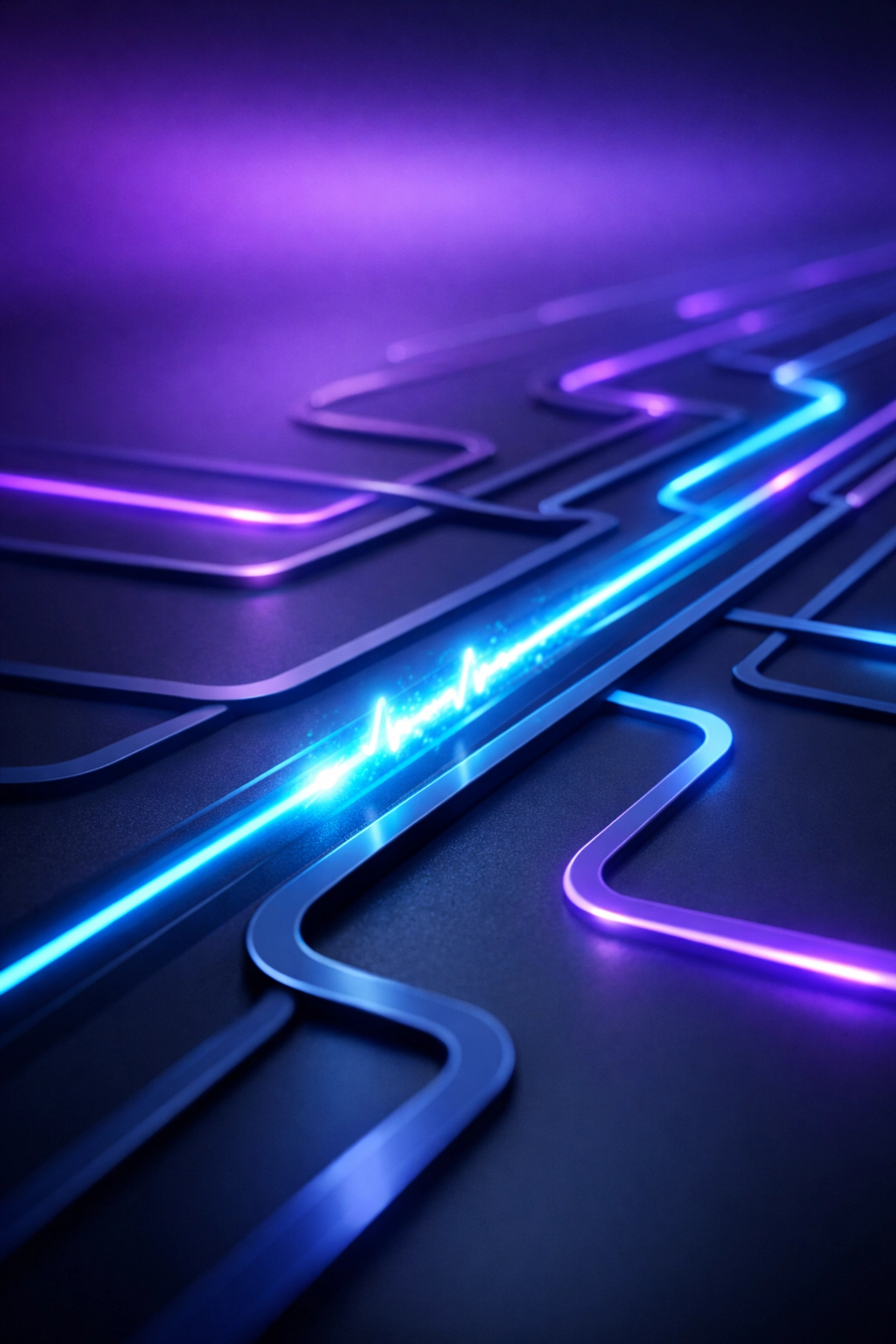 Glowing digital circuitry illustrating high-speed website performance and automated technical SEO optimization.
