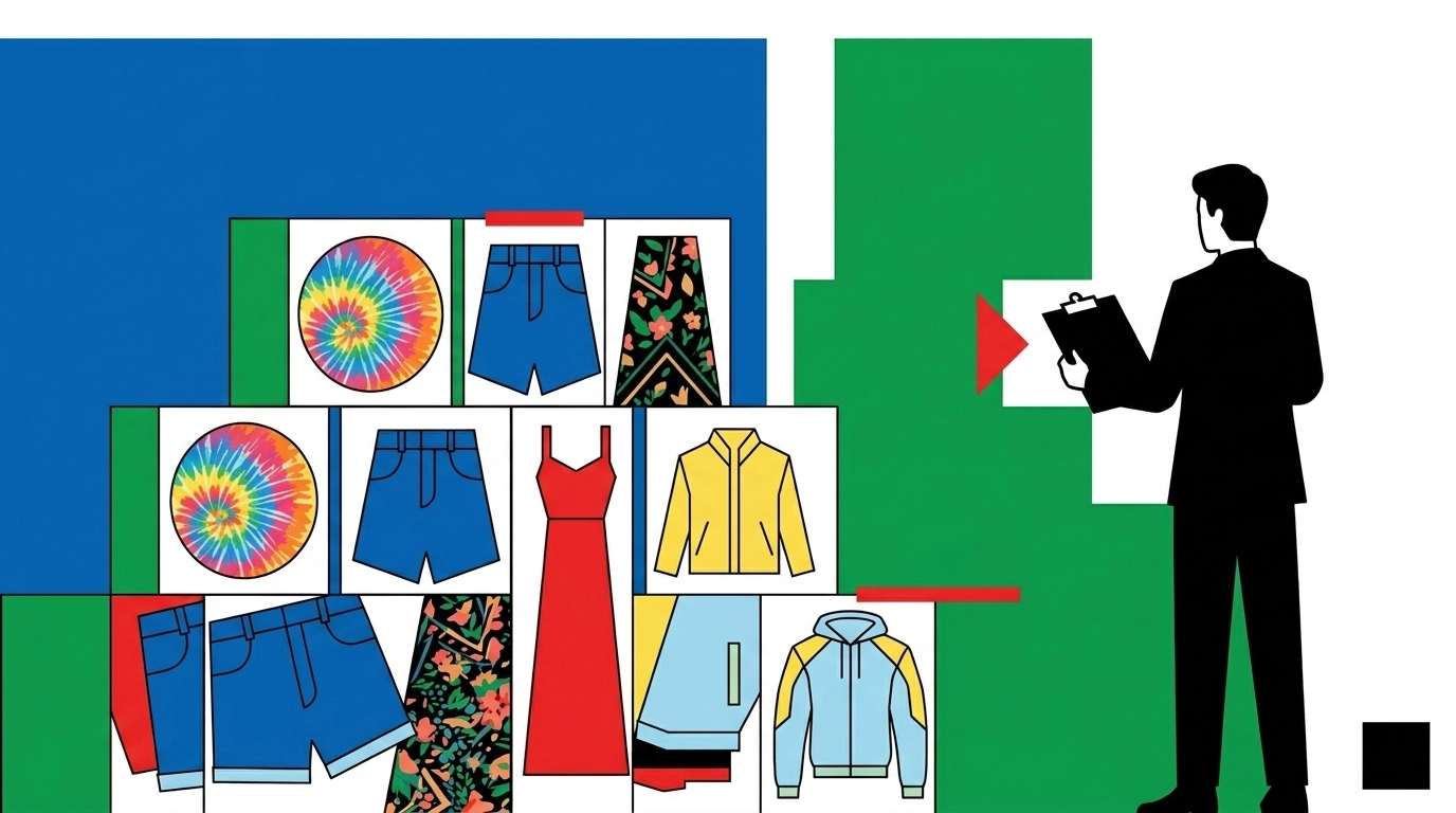 Professional Vintage Clothing Warehouse Illustration