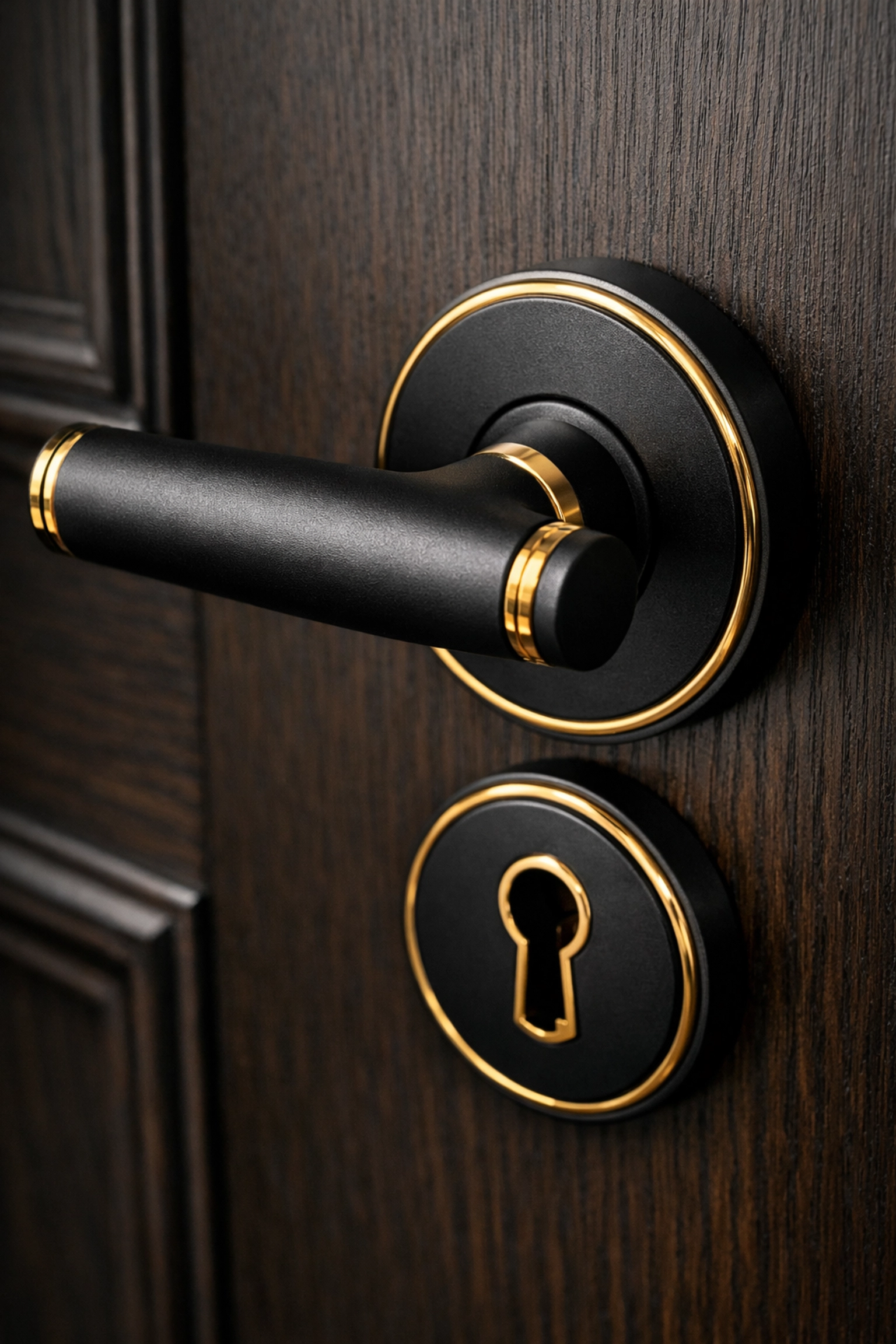 Detailed macro shot of a door handle illustrating precision in rental property inventory reports.