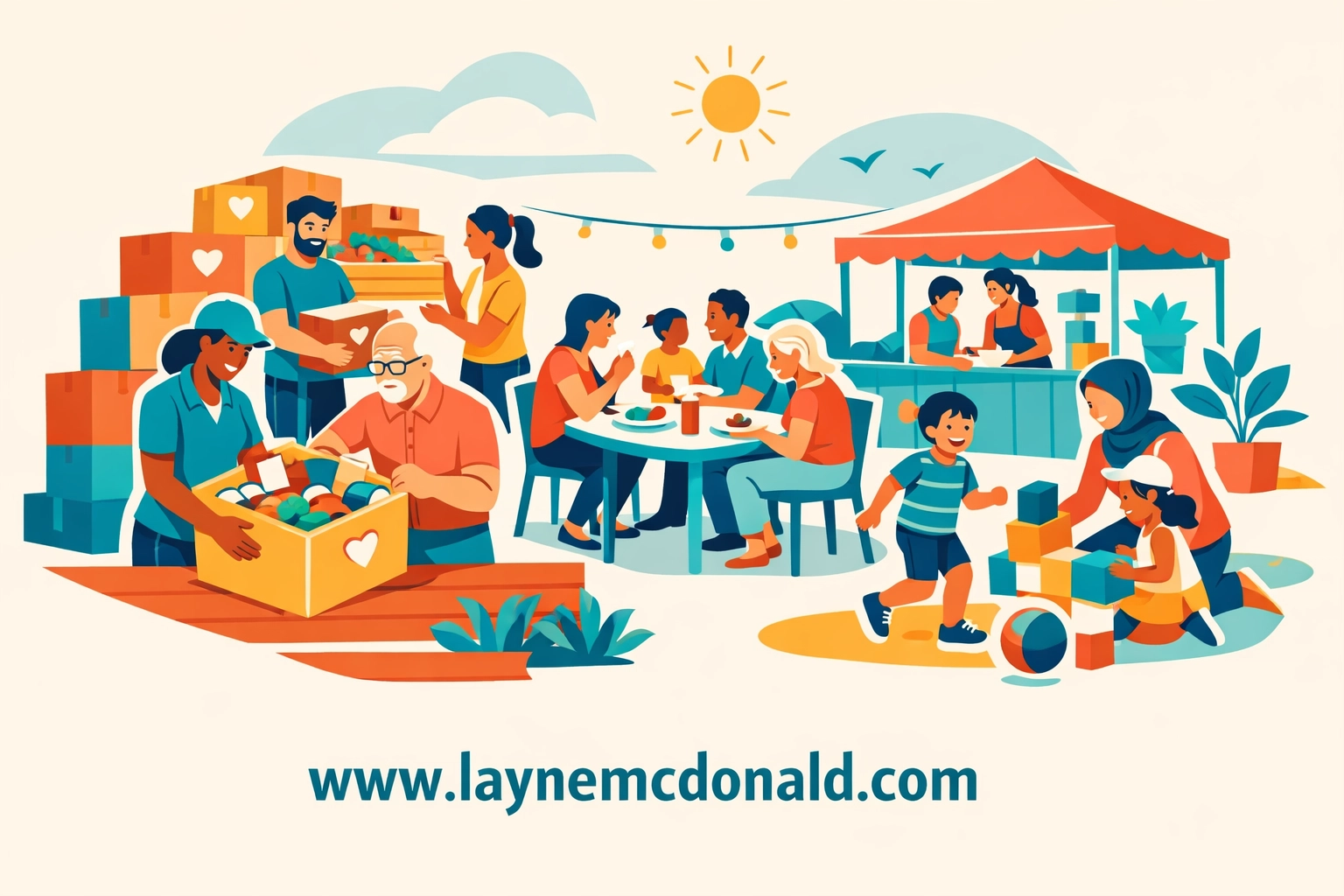 Church community serving together through food outreach and shared meals