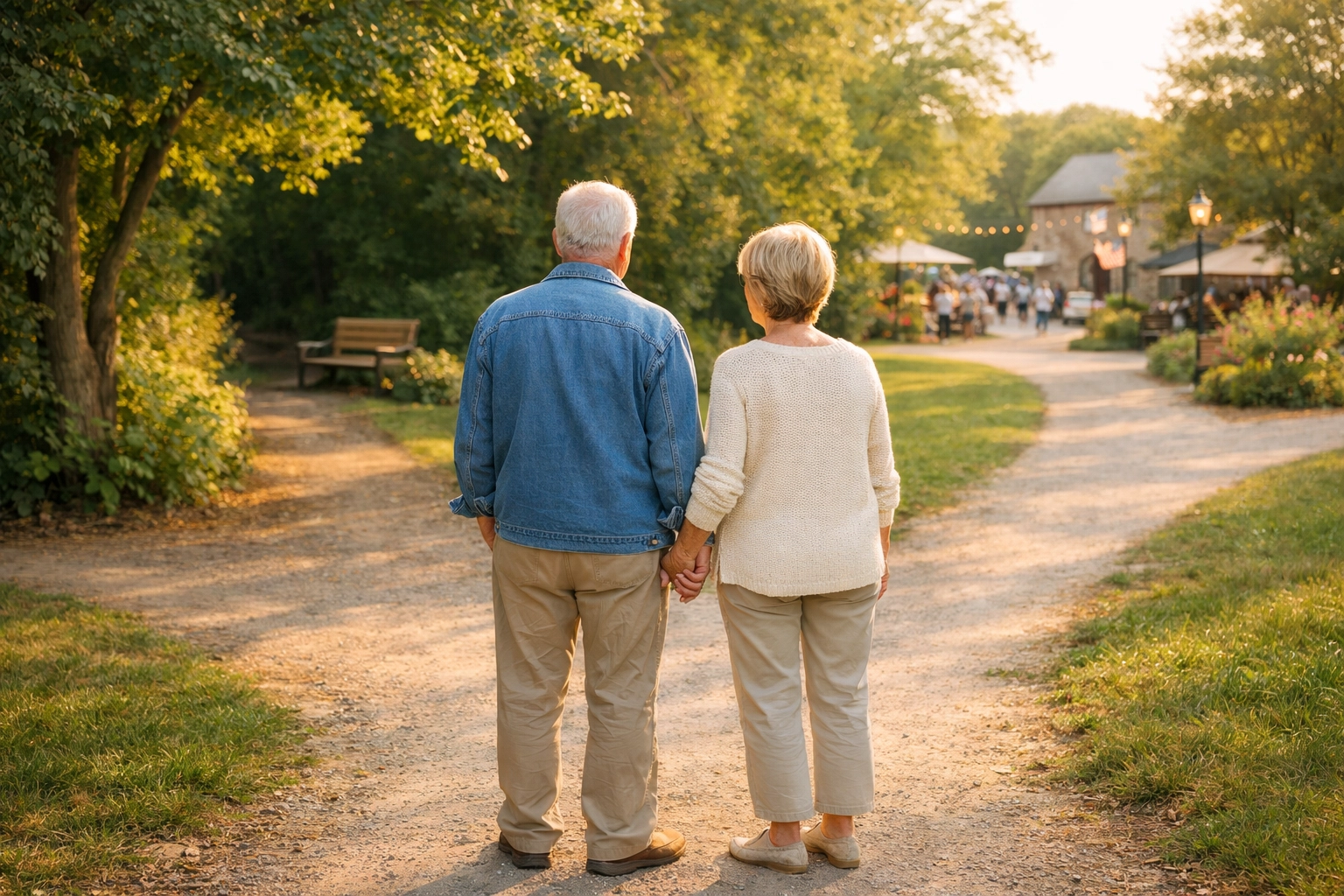 Senior couple considering their options when choosing a 55+ community in Bucks County