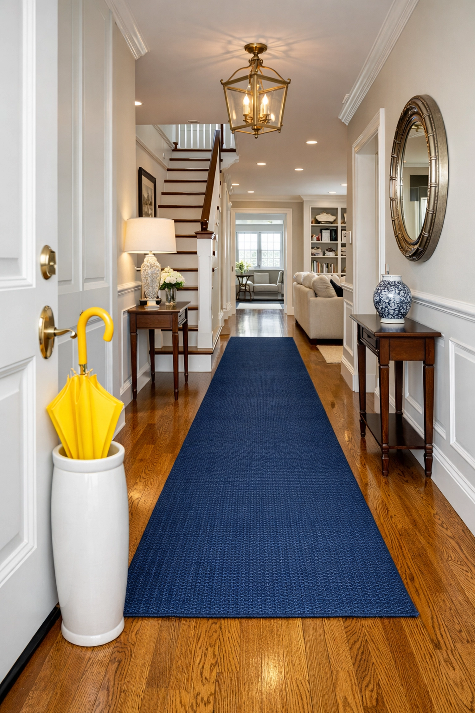 Organized foyer in a Boston home prepared for ninja-level professional house cleaning services.