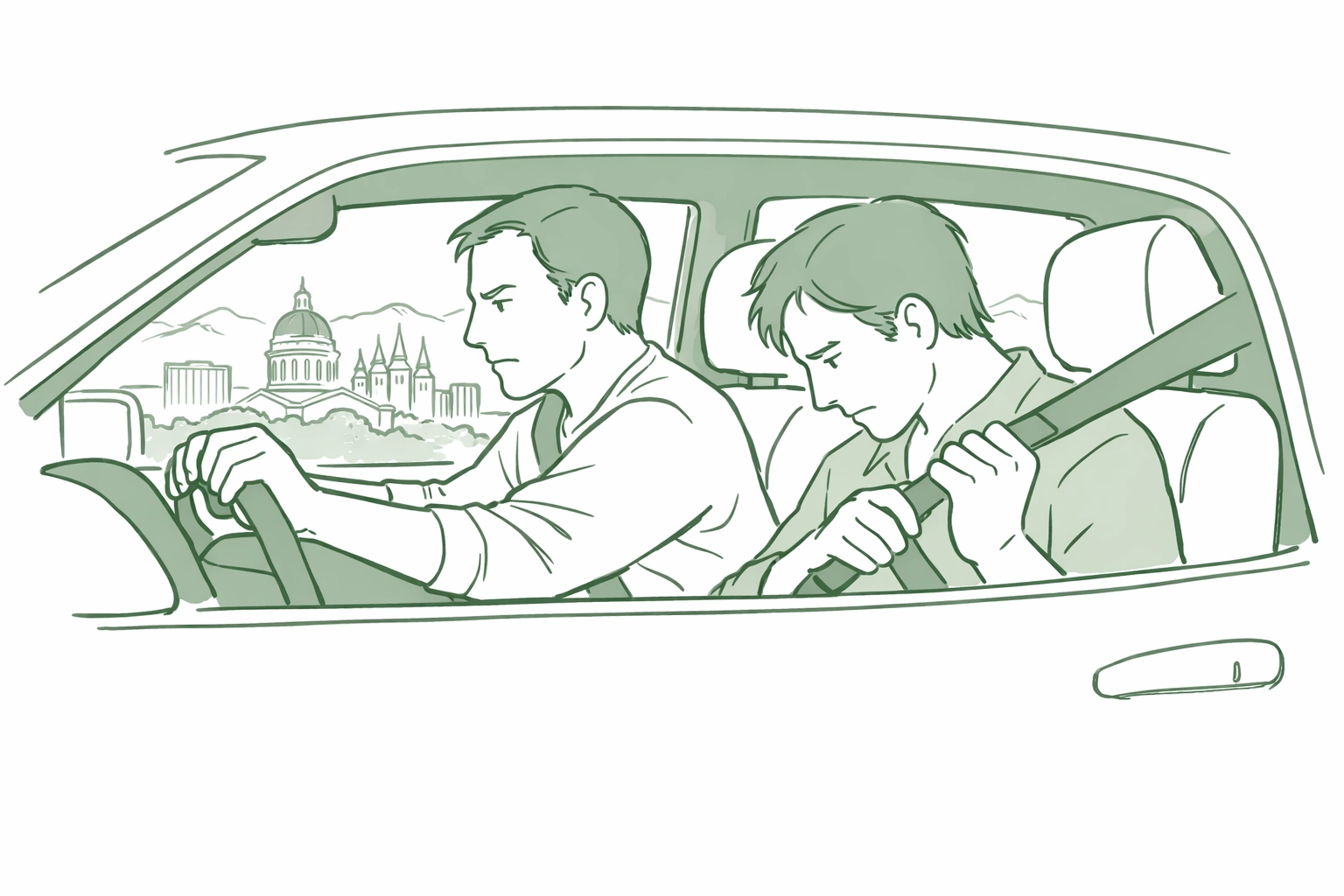 Gay couple arriving in Salt Lake City to meet Mormon family in MM romance story