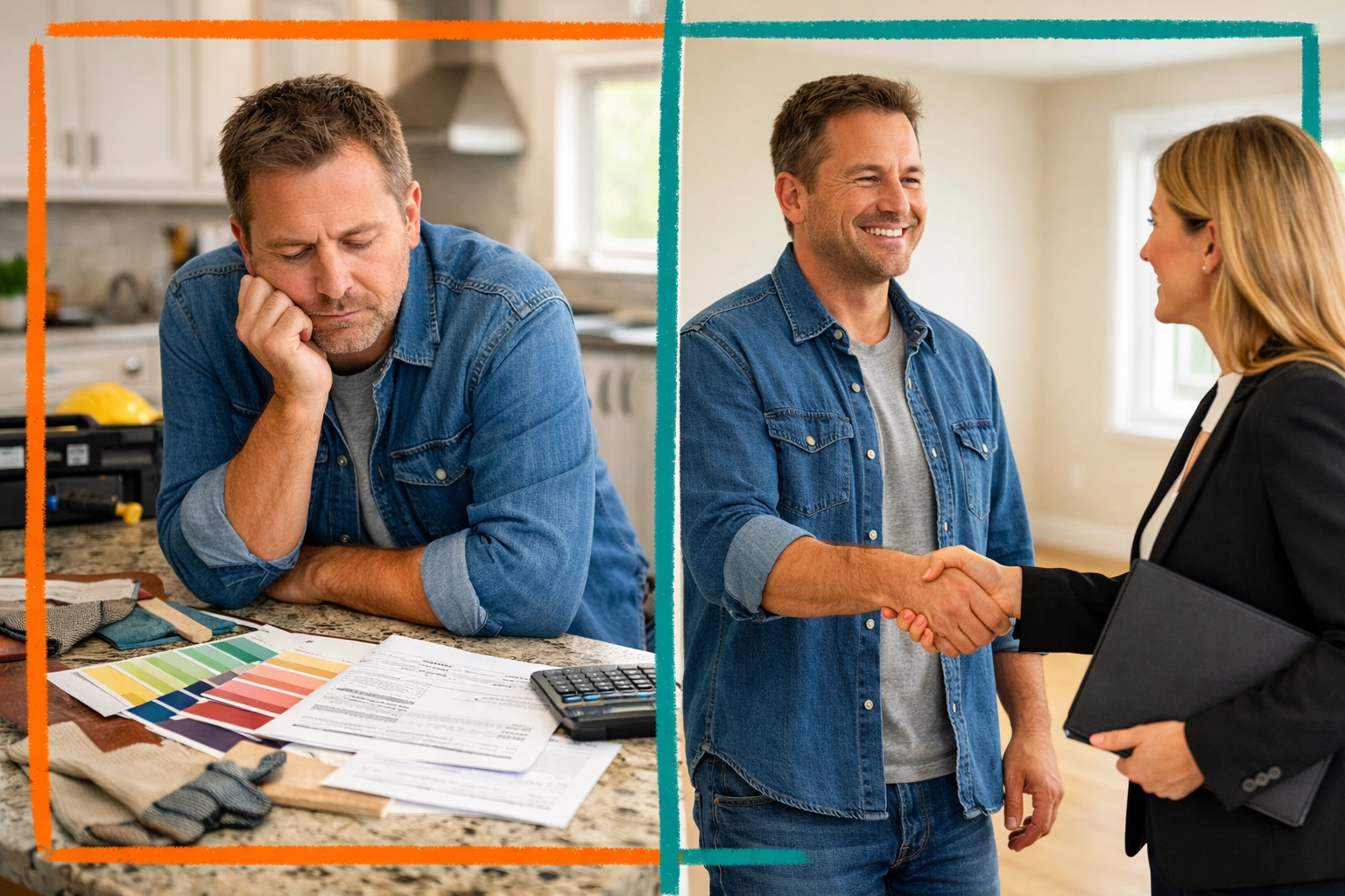 Connecticut homeowner deciding between home repairs and selling as-is with realtor consultation