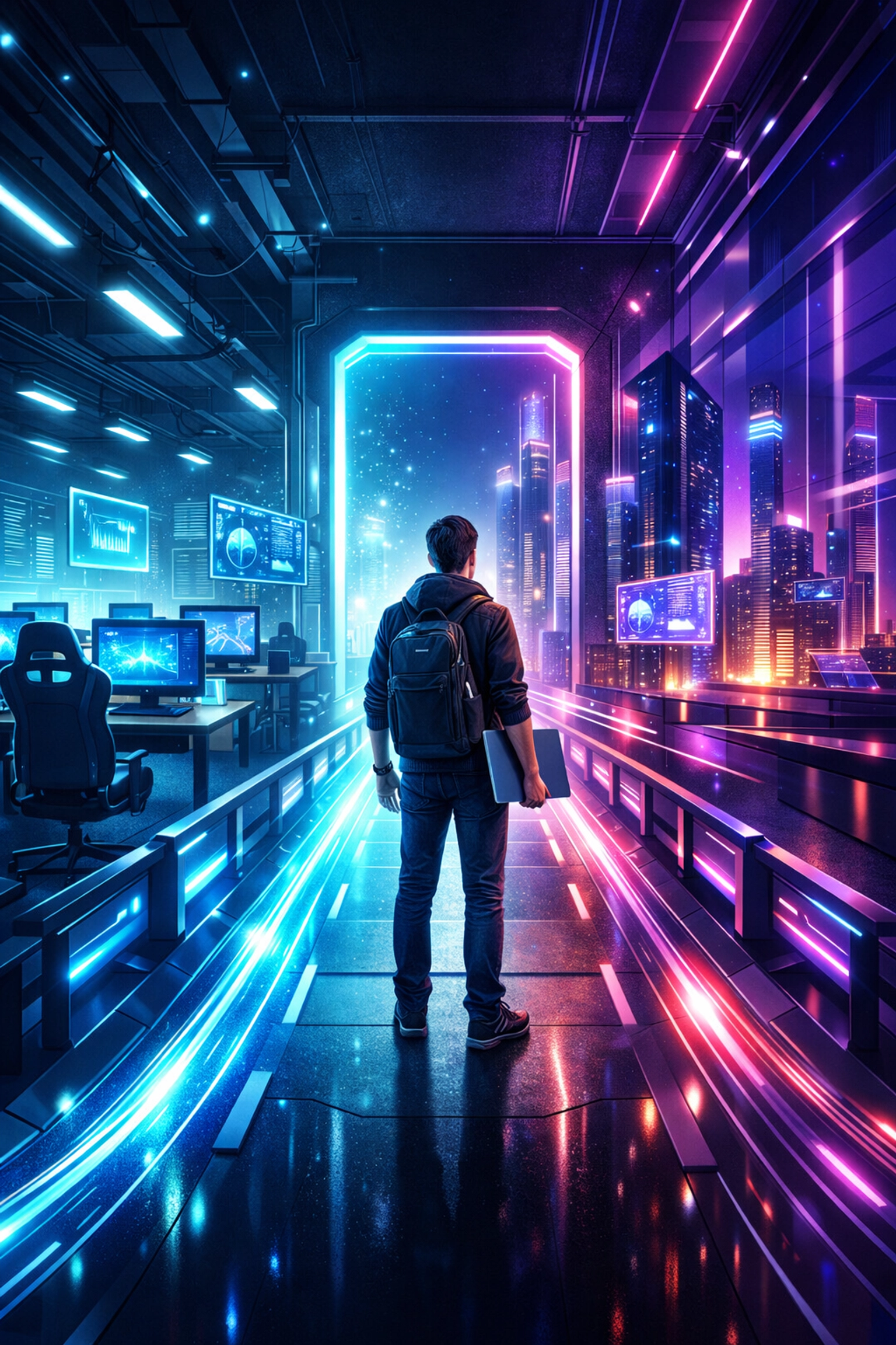 A bridge representing a talent pipeline from high school esports labs to corporate careers.