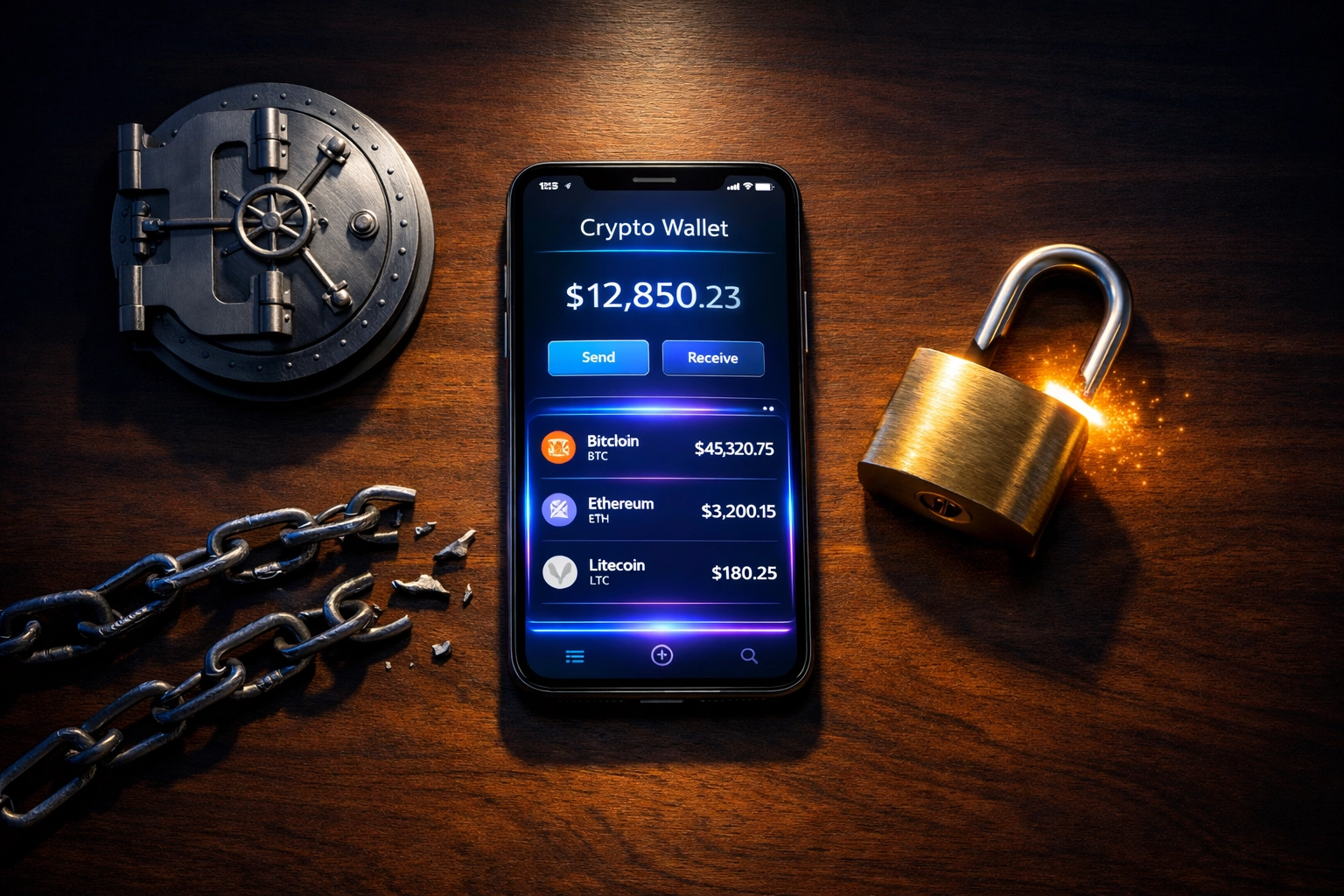 Smartphone with crypto wallet symbolizing self-custody merchant account freedom from banks
